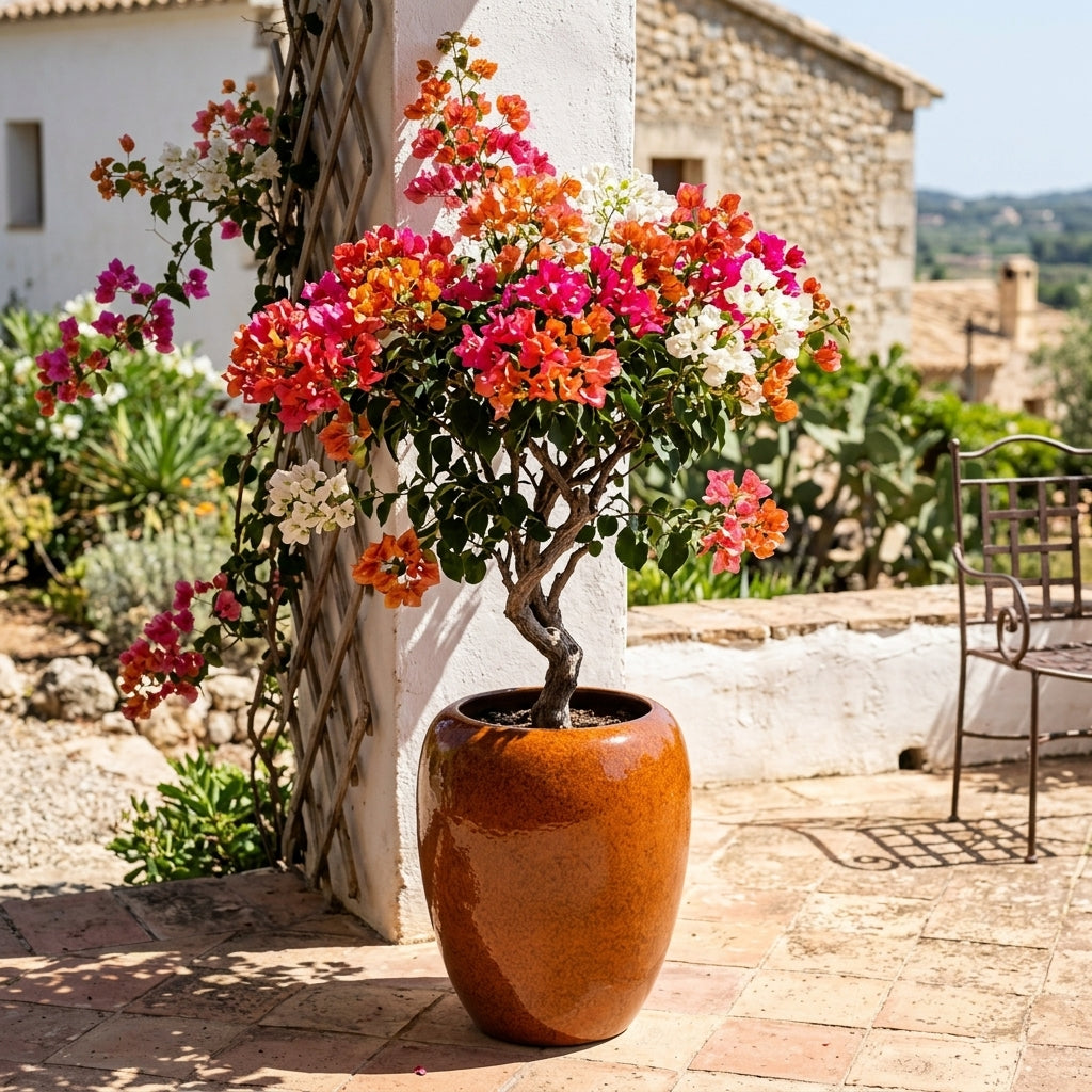 Bougainvillea v květináči — exotický květ pro slunnou terasu