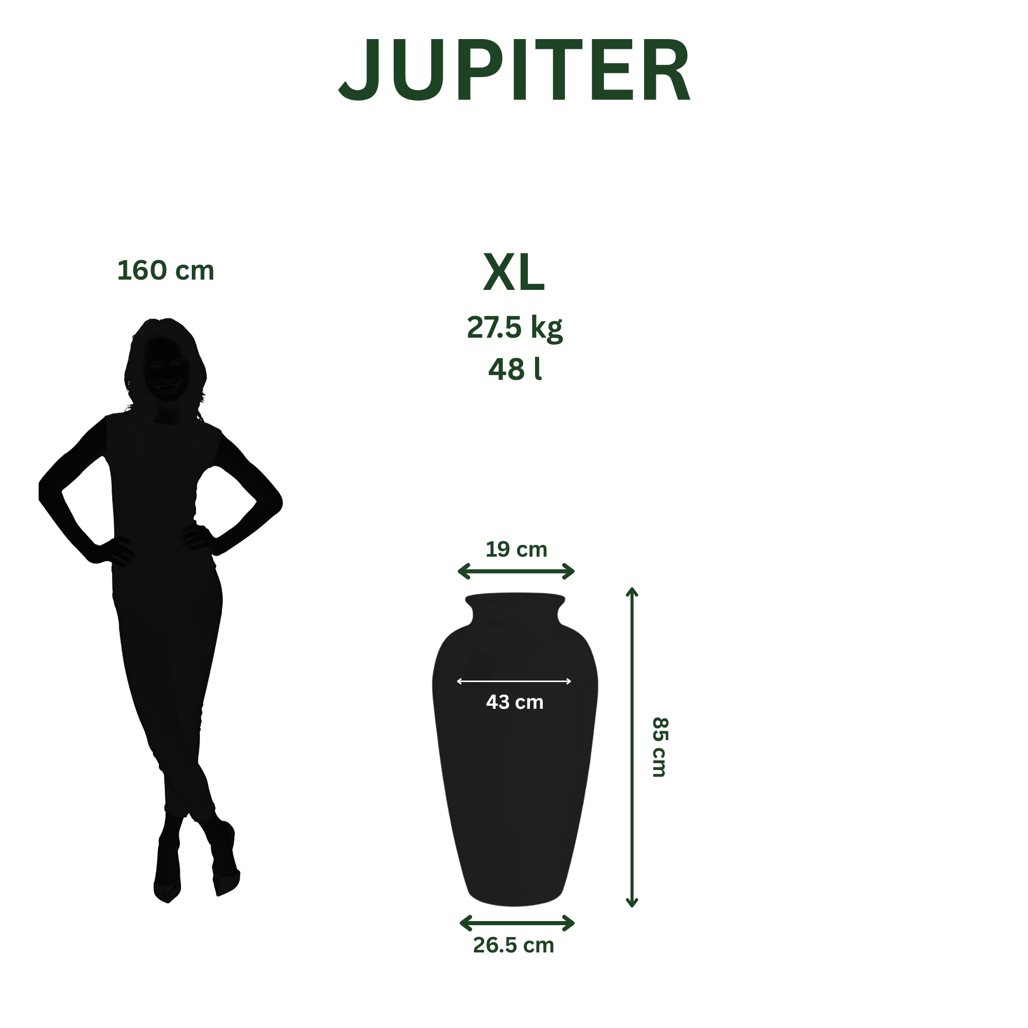 Keramický kvetináč Jupiter - Nefrit - XL (40x83cm)