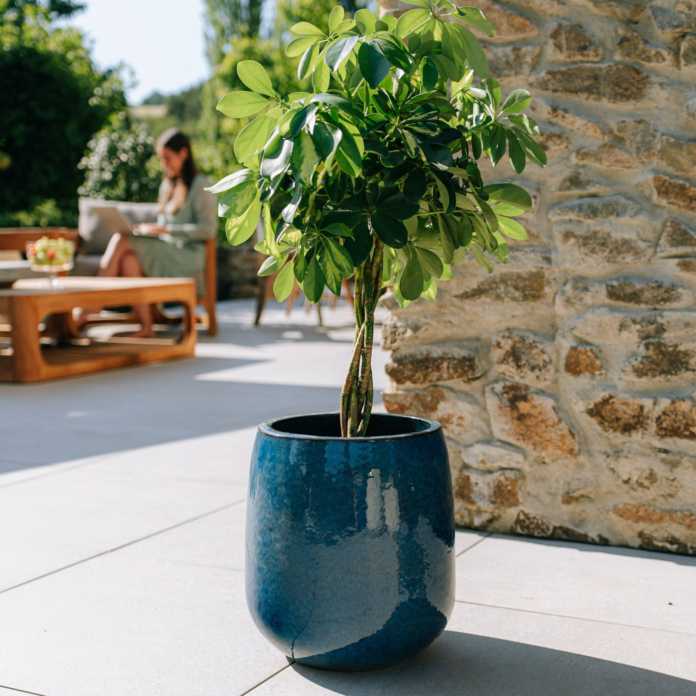 Keramický kvetináč Socrate – Azúrová modrá