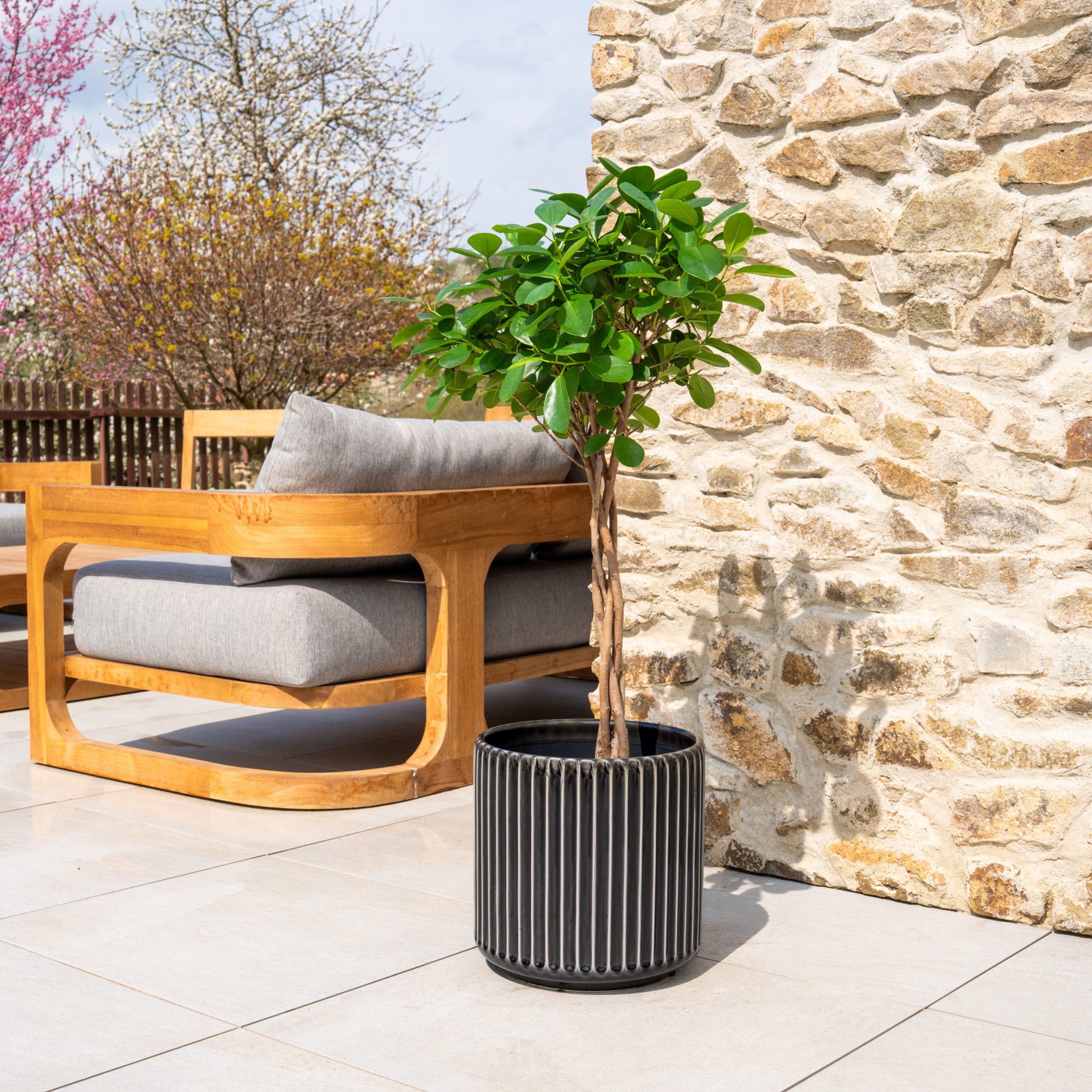 Keramický kvetináč London – Sivá