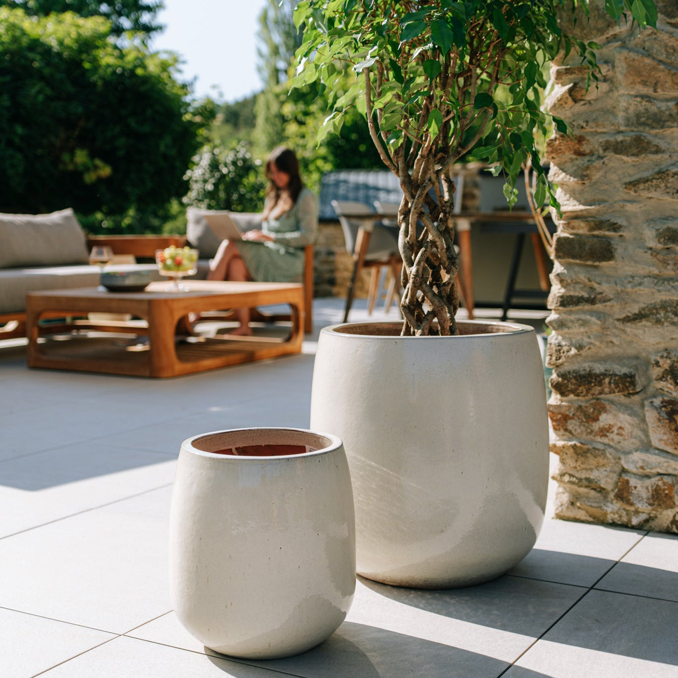 Keramický kvetináč Socrate – Krémová