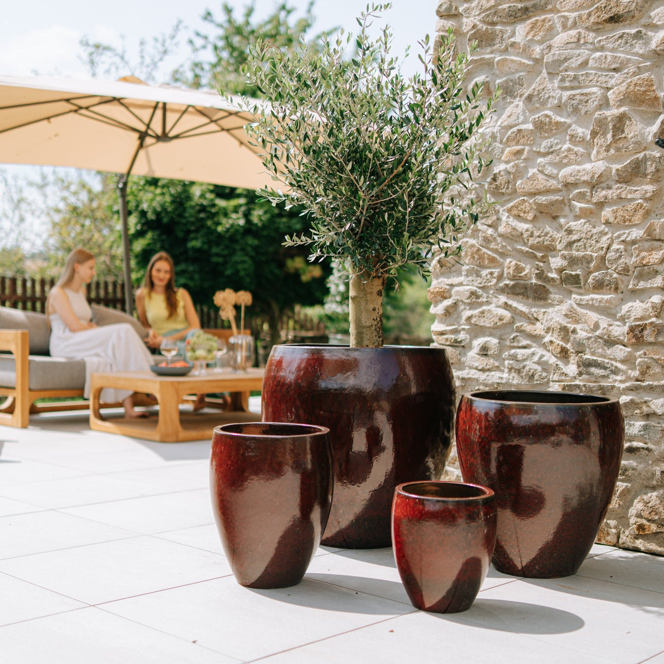 Keramický kvetináč LAFONTAINE - Tehlovo červená