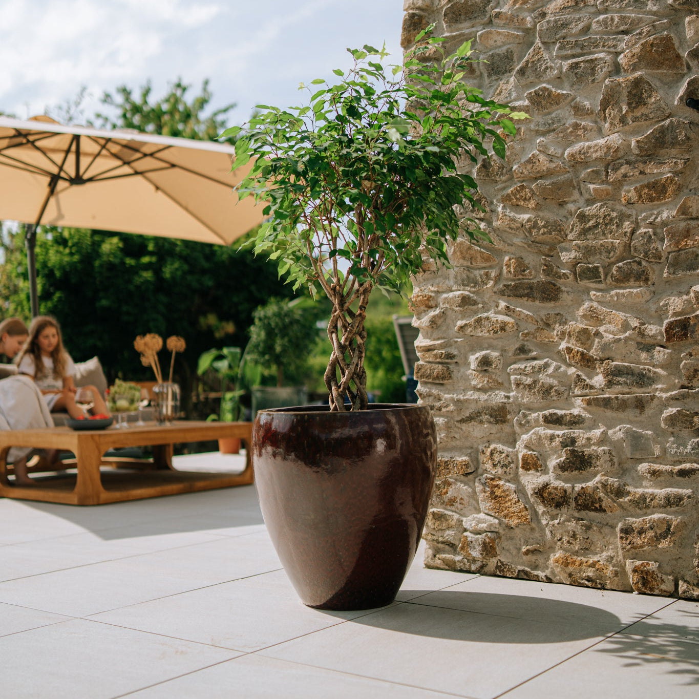 Keramický kvetináč LAFONTAINE - Tehlovo červená