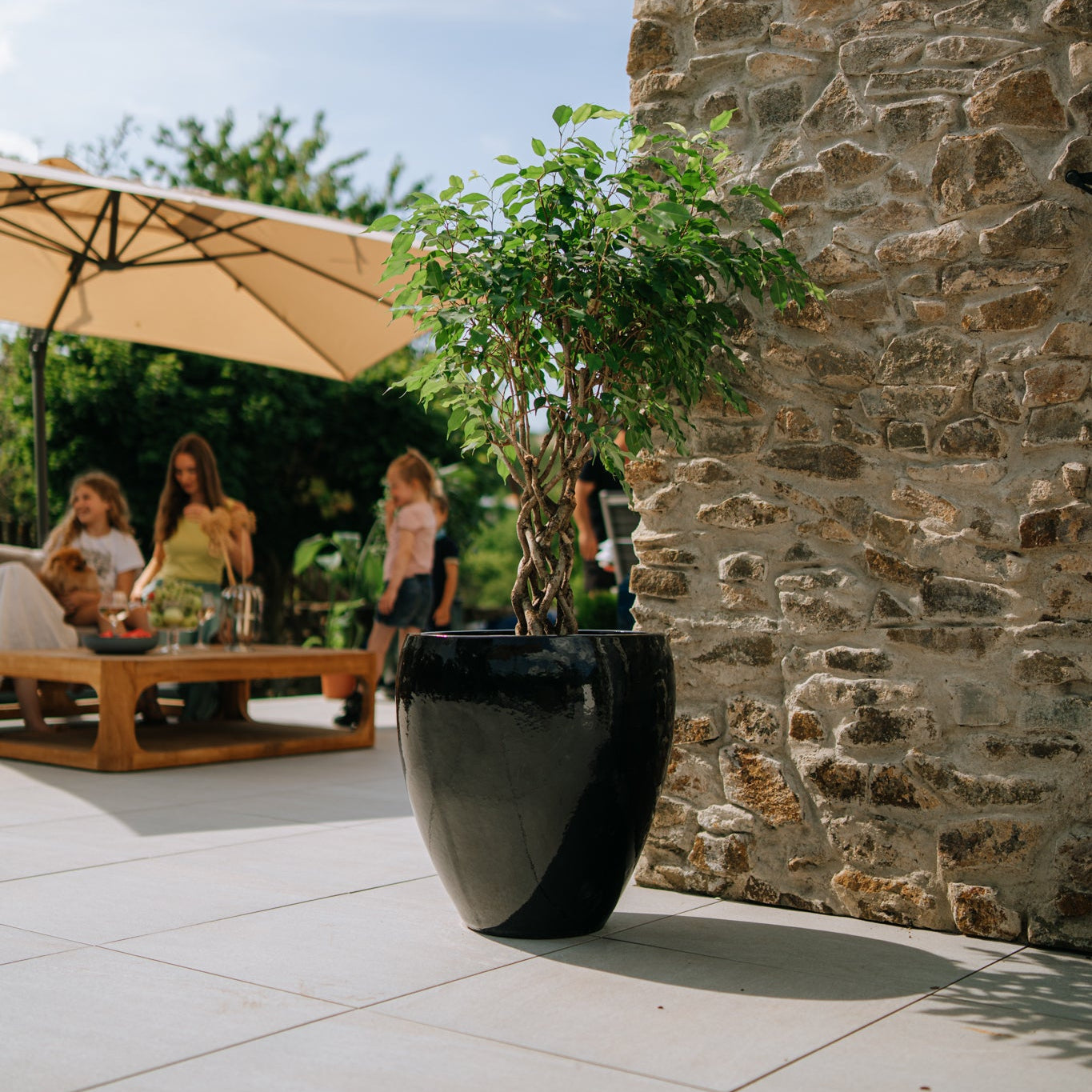 Keramický kvetináč LAFONTAINE - Čierna