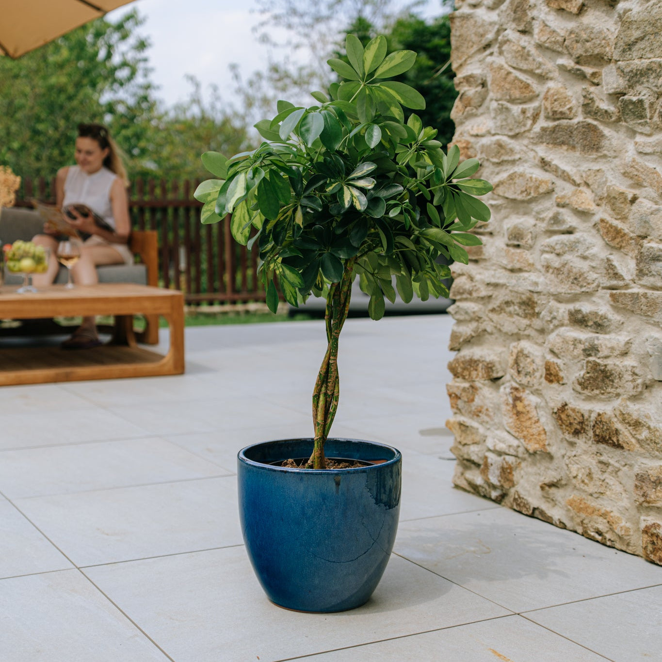 Keramický kvetináč LANCELOT - Azúrovo modrá