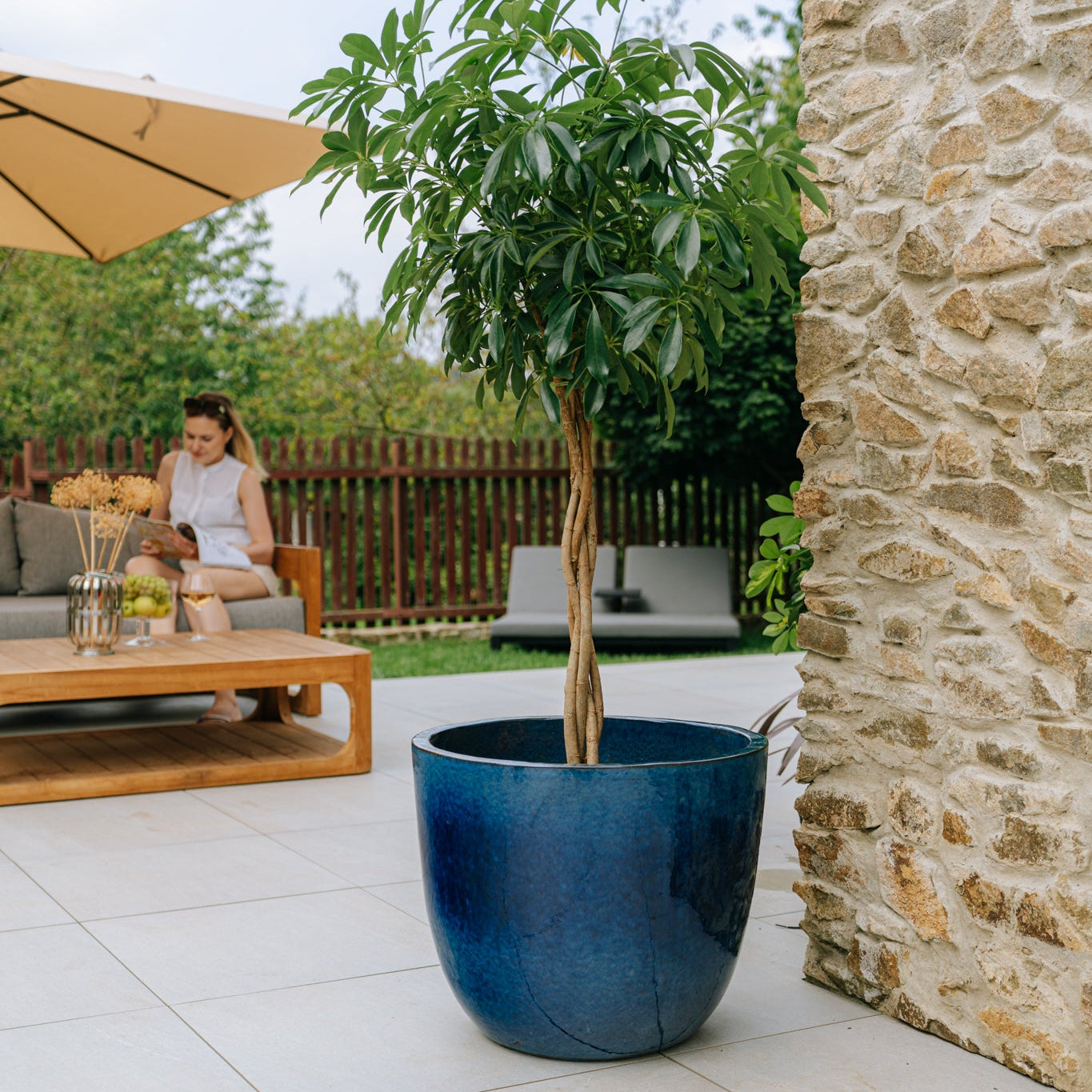 Keramický kvetináč LANCELOT - Azúrovo modrá