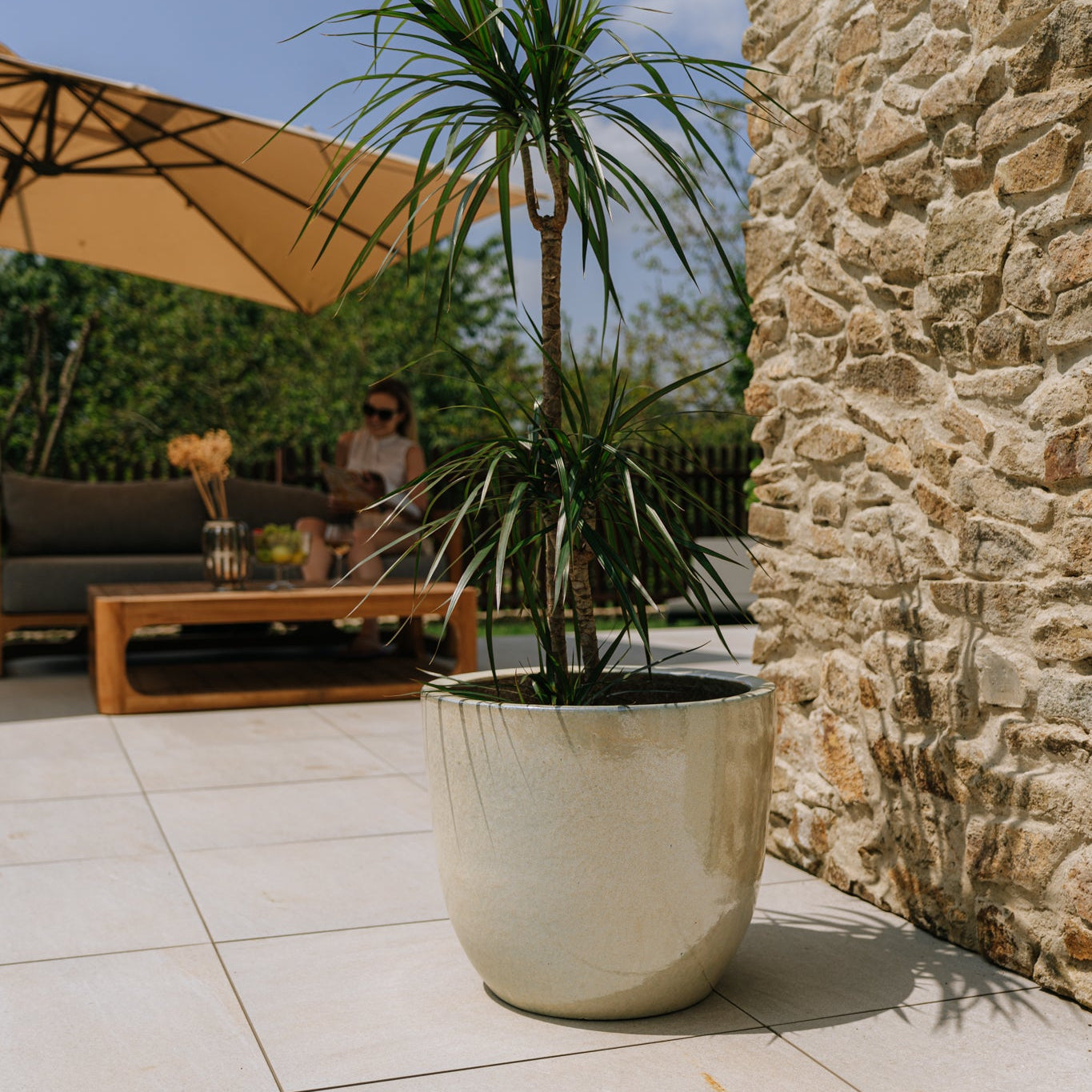 Keramický kvetináč LANCELOT - Perlový