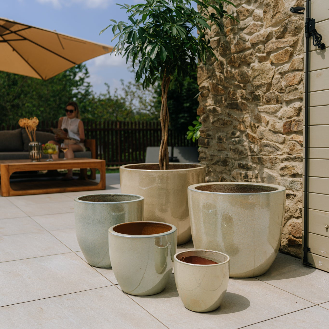 Keramický kvetináč LANCELOT - Perlový