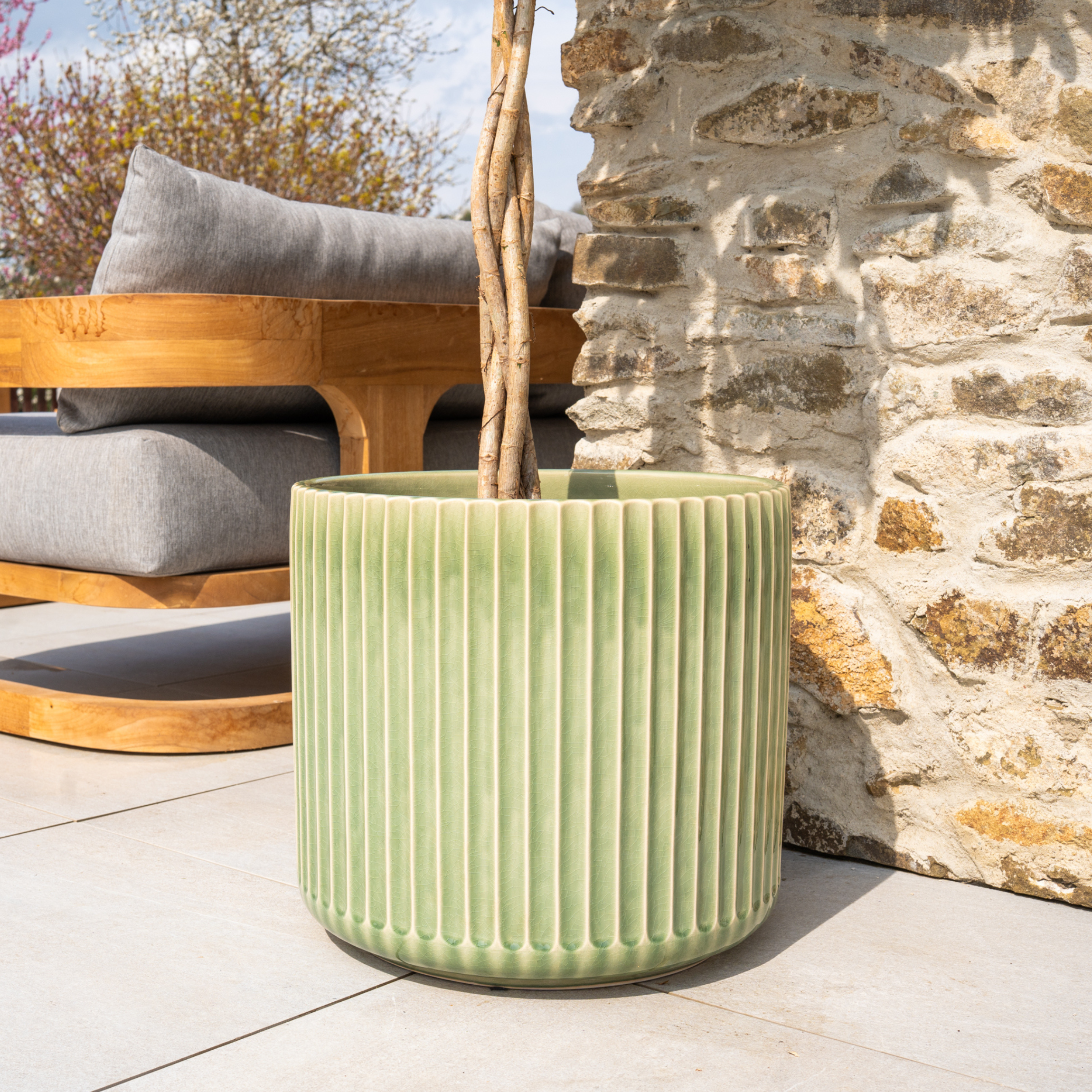 Keramický kvetináč London – zelená