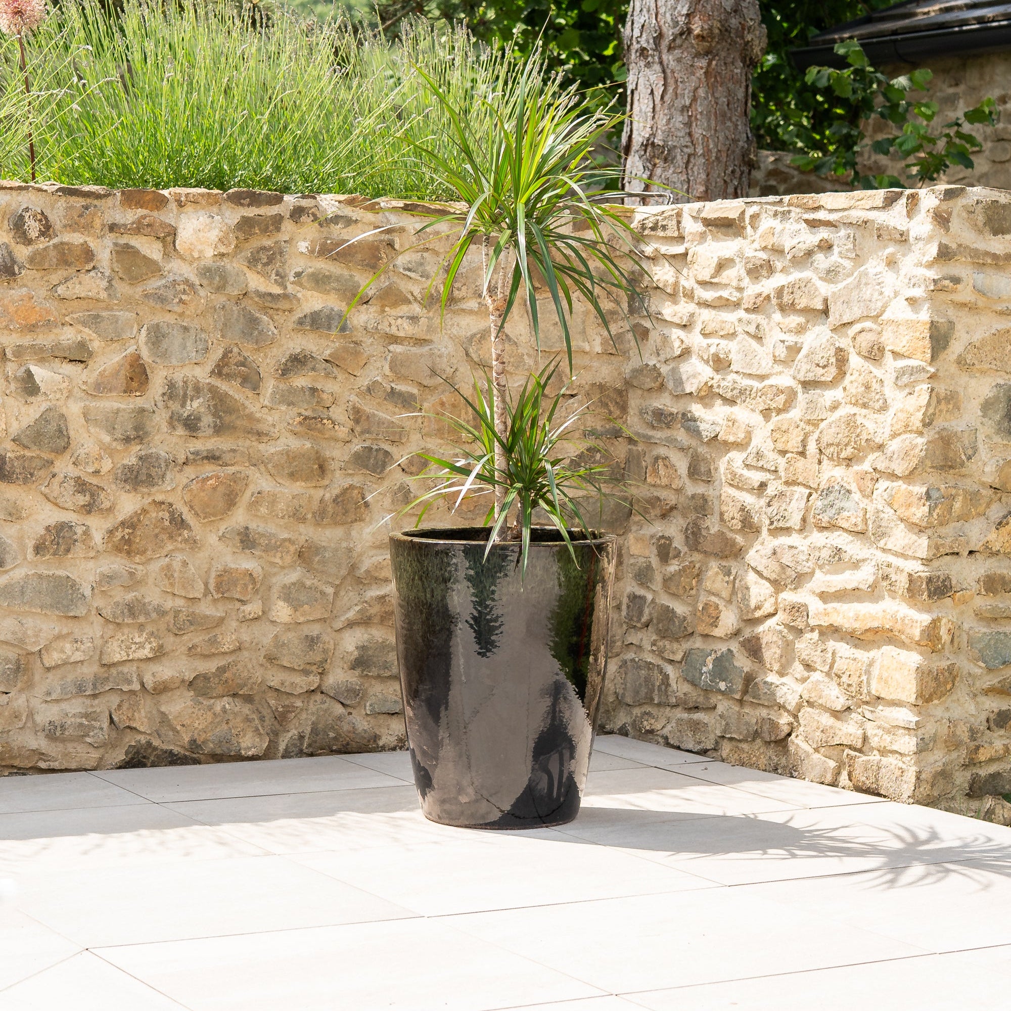 Keramicky kvetináč Mazarin - Čierno zelený