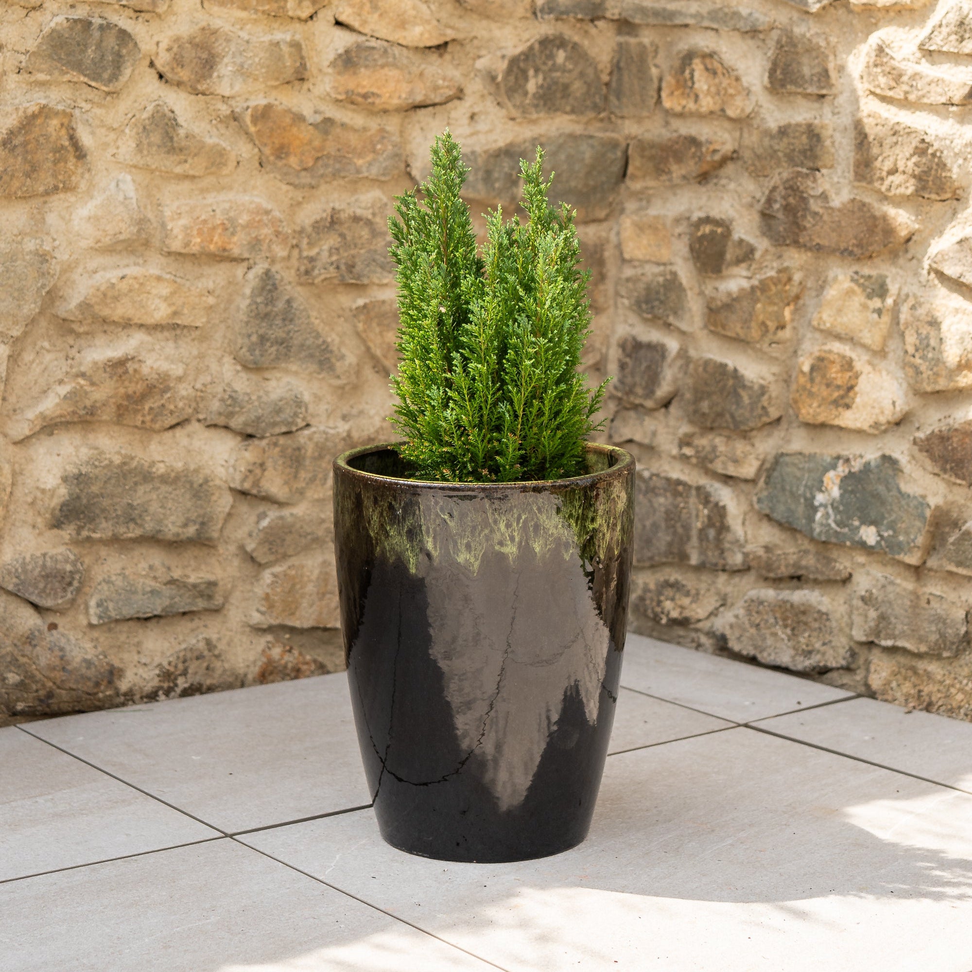 Keramicky kvetináč Mazarin - Čierno zelený