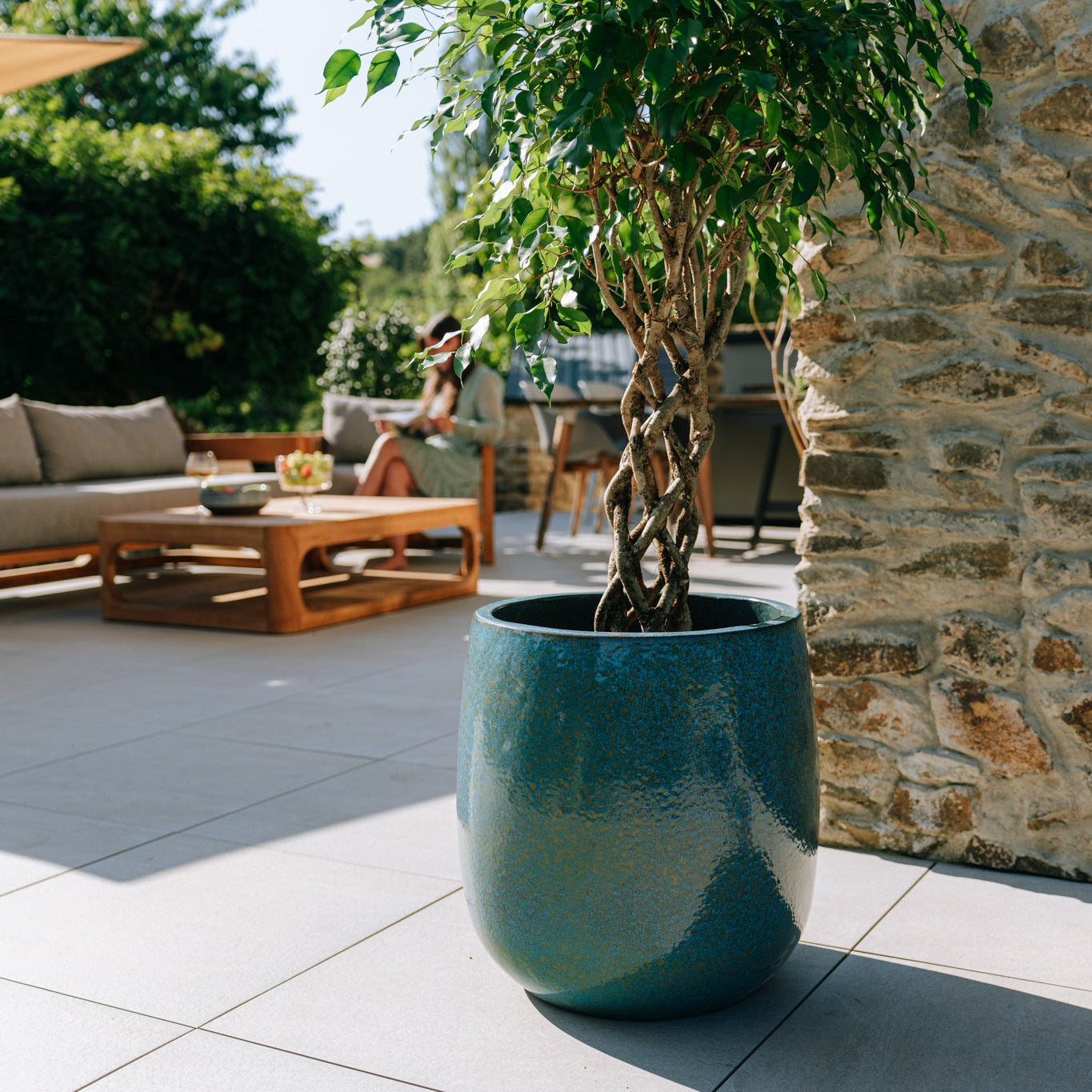 Keramický kvetináč Socrate – Oceľovo modrá