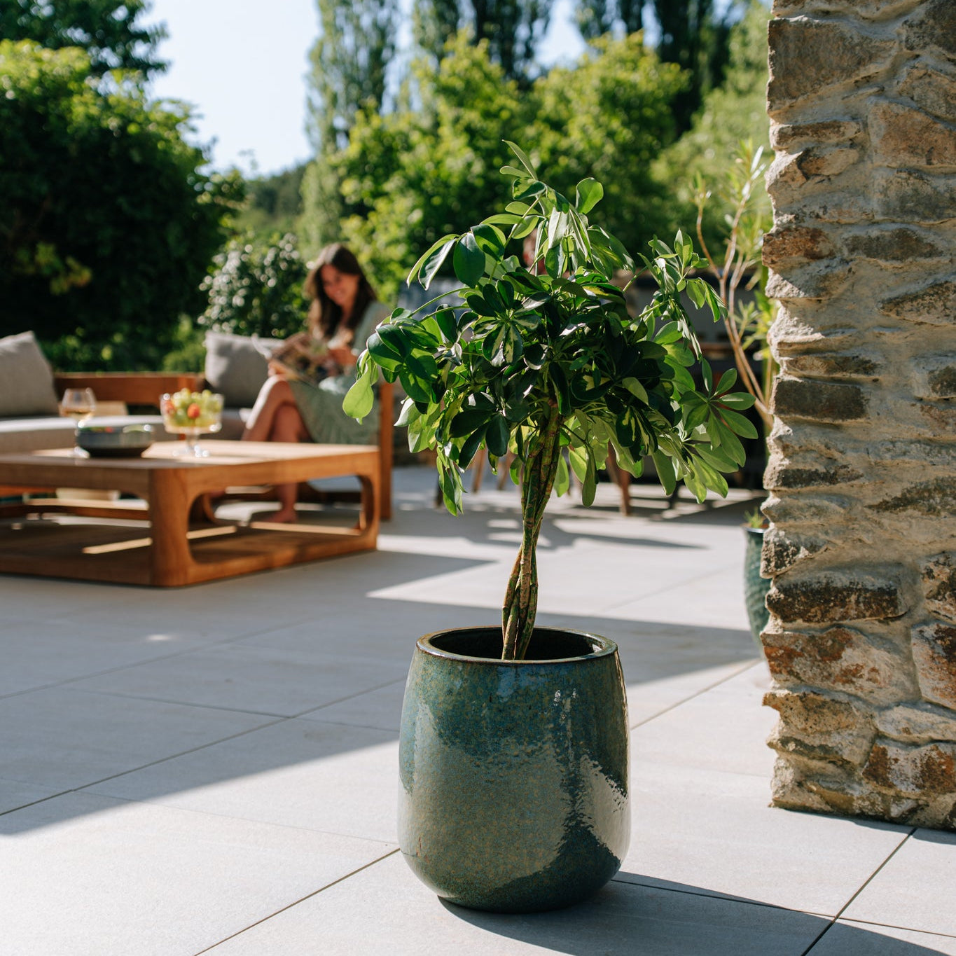 Keramický kvetináč Socrate – Oceľovo modrá