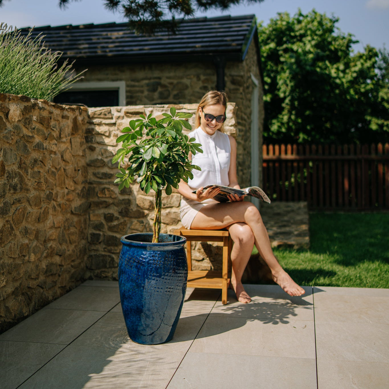 Keramicky kvetináč Poseidon - Azúrovo modrá