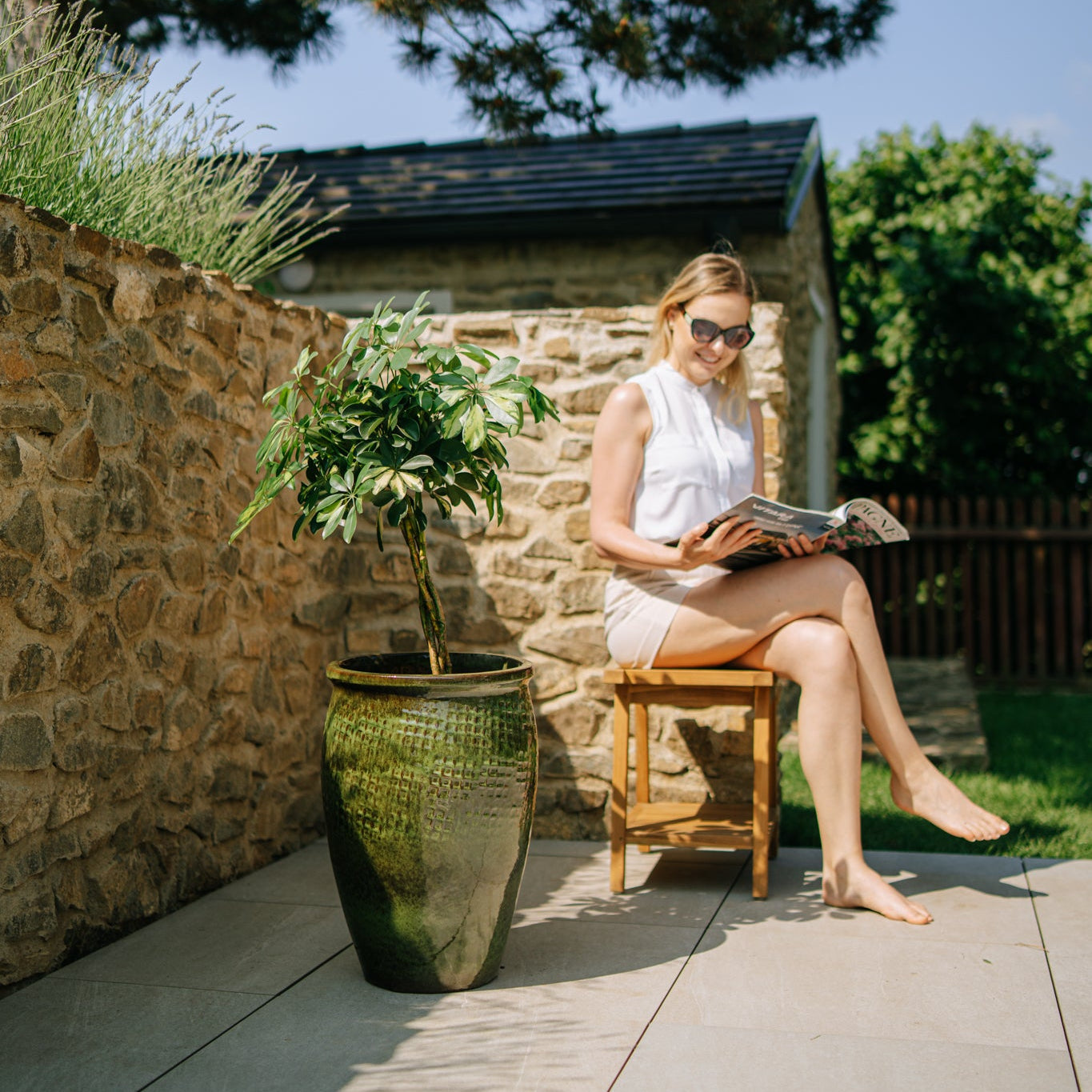 Keramicky kvetináč Poseidon - Tropická zelená