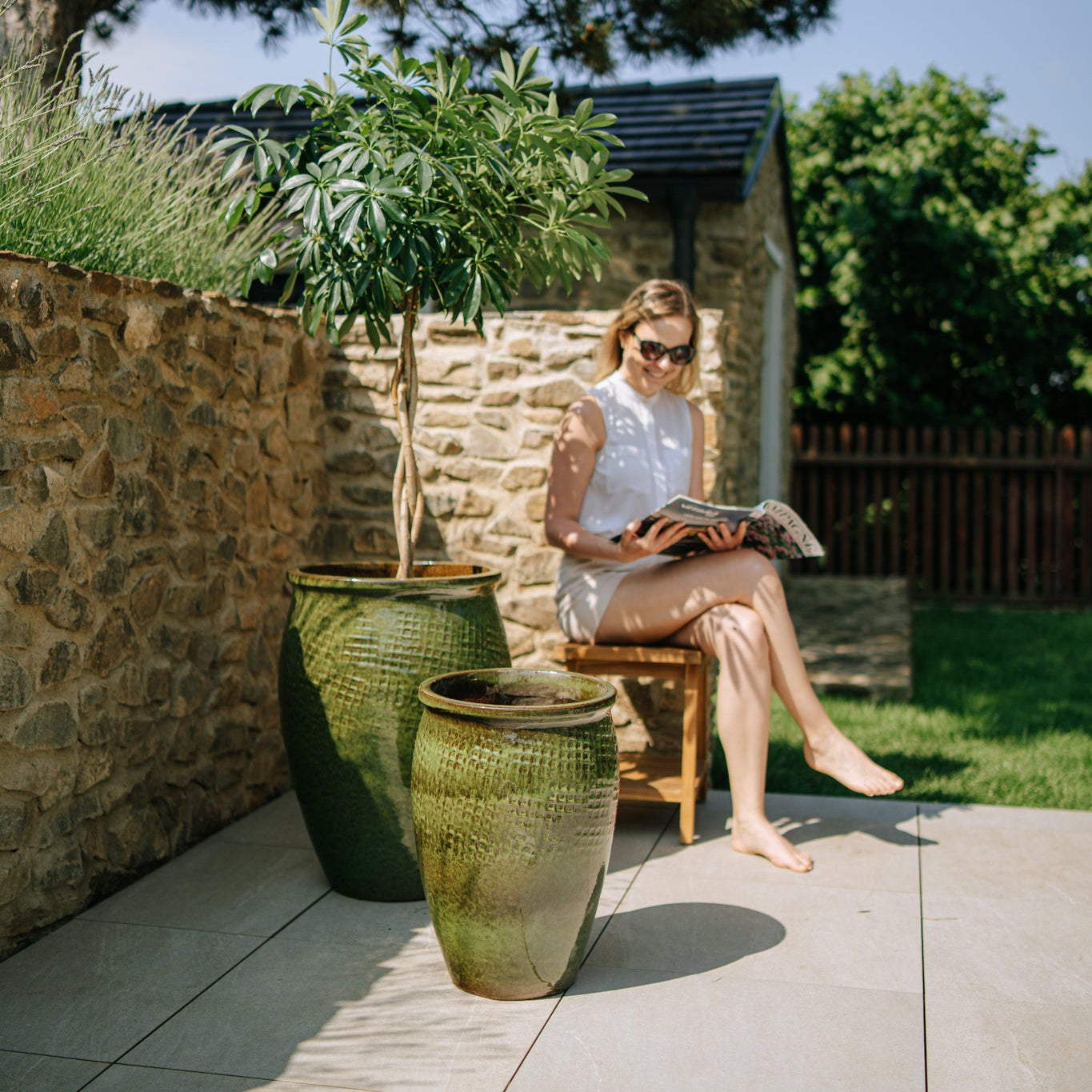 Keramicky kvetináč Poseidon - Tropická zelená