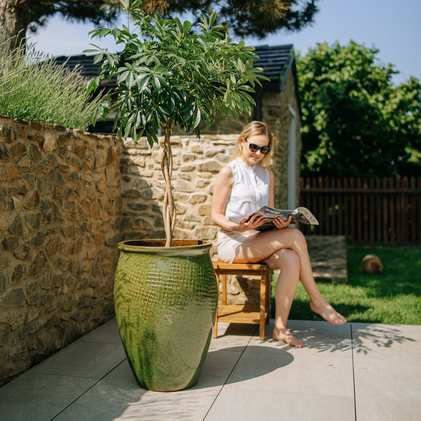 Keramicky kvetináč Poseidon - Tropická zelená