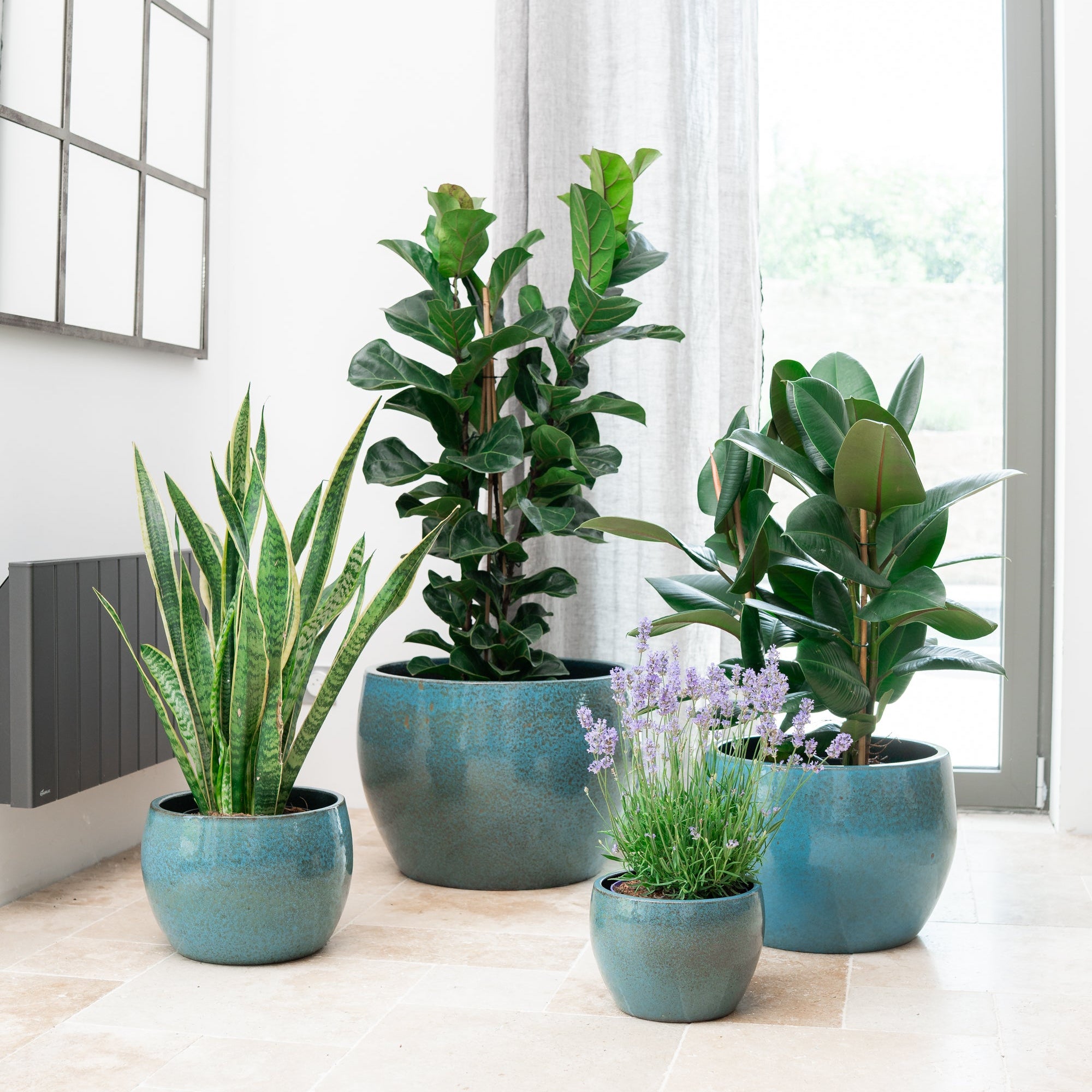 Keramicky kvetináč Romulus - Oceľovo modrá