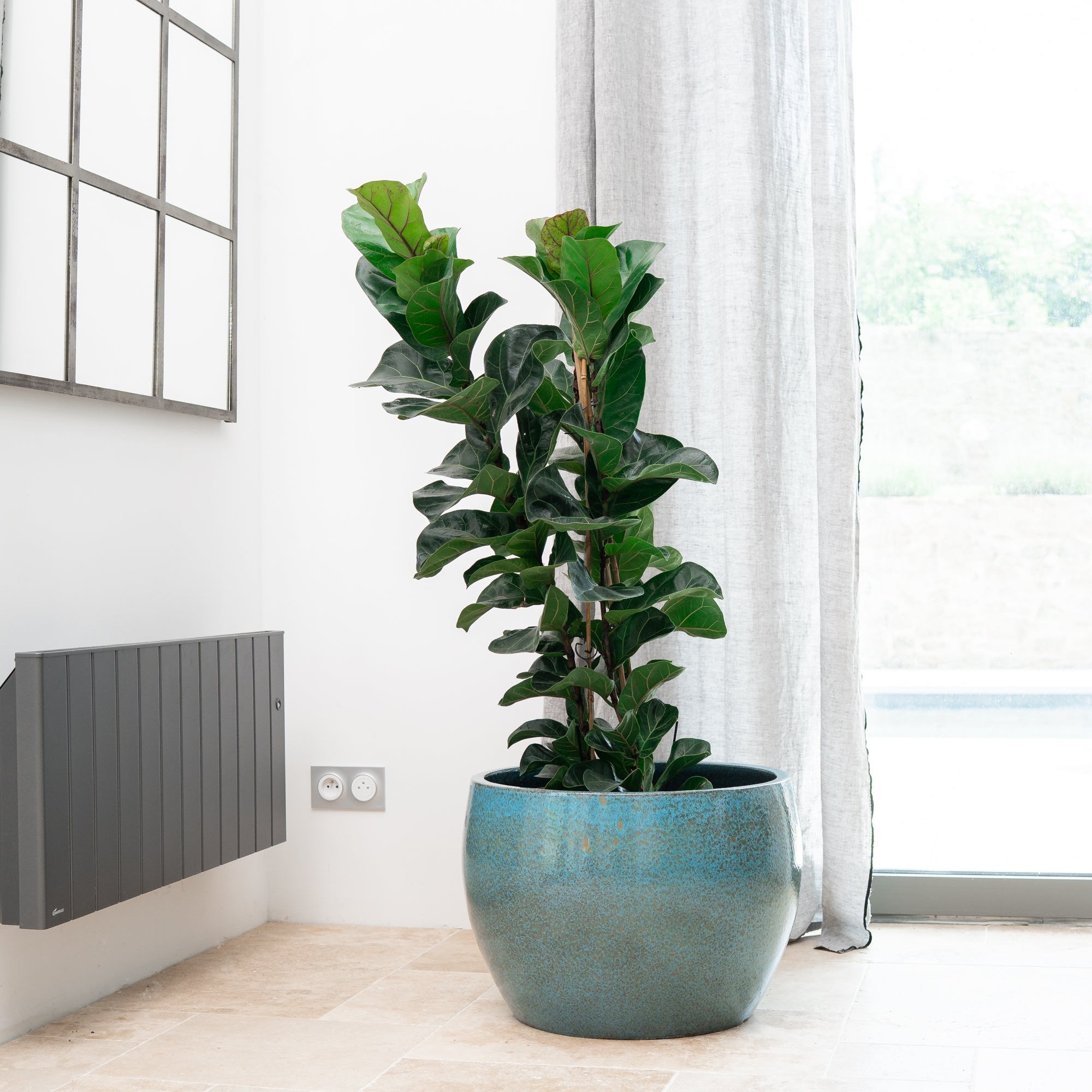 Keramicky kvetináč Romulus - Oceľovo modrá