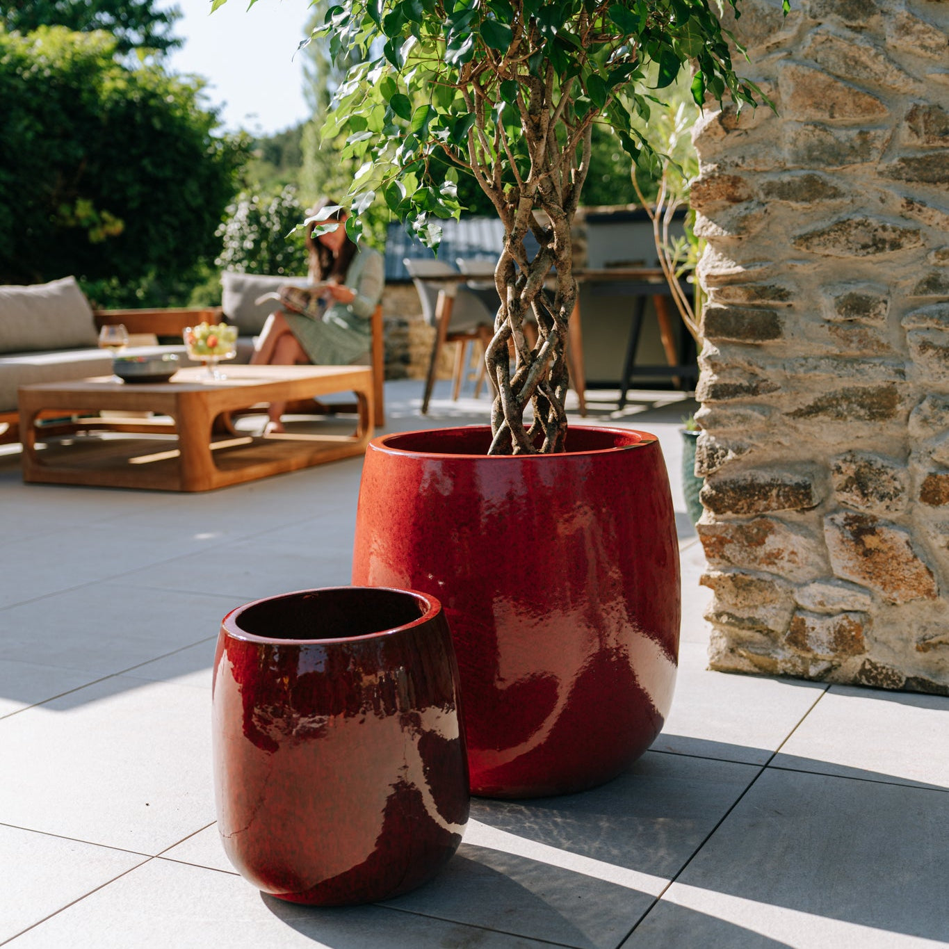 Keramický kvetináč Socrate – tropická červená