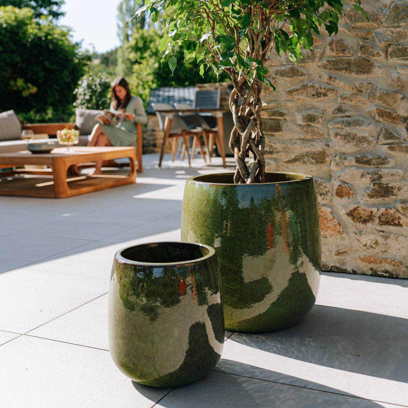 Keramický kvetináč Socrate – tropická zelená