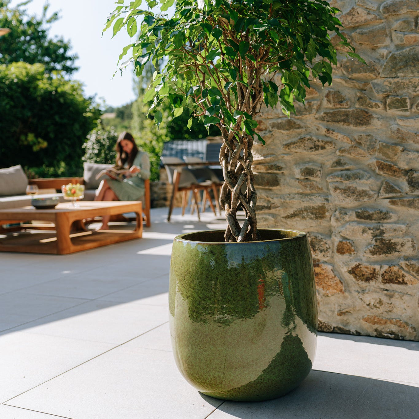 Keramický kvetináč Socrate – tropická zelená