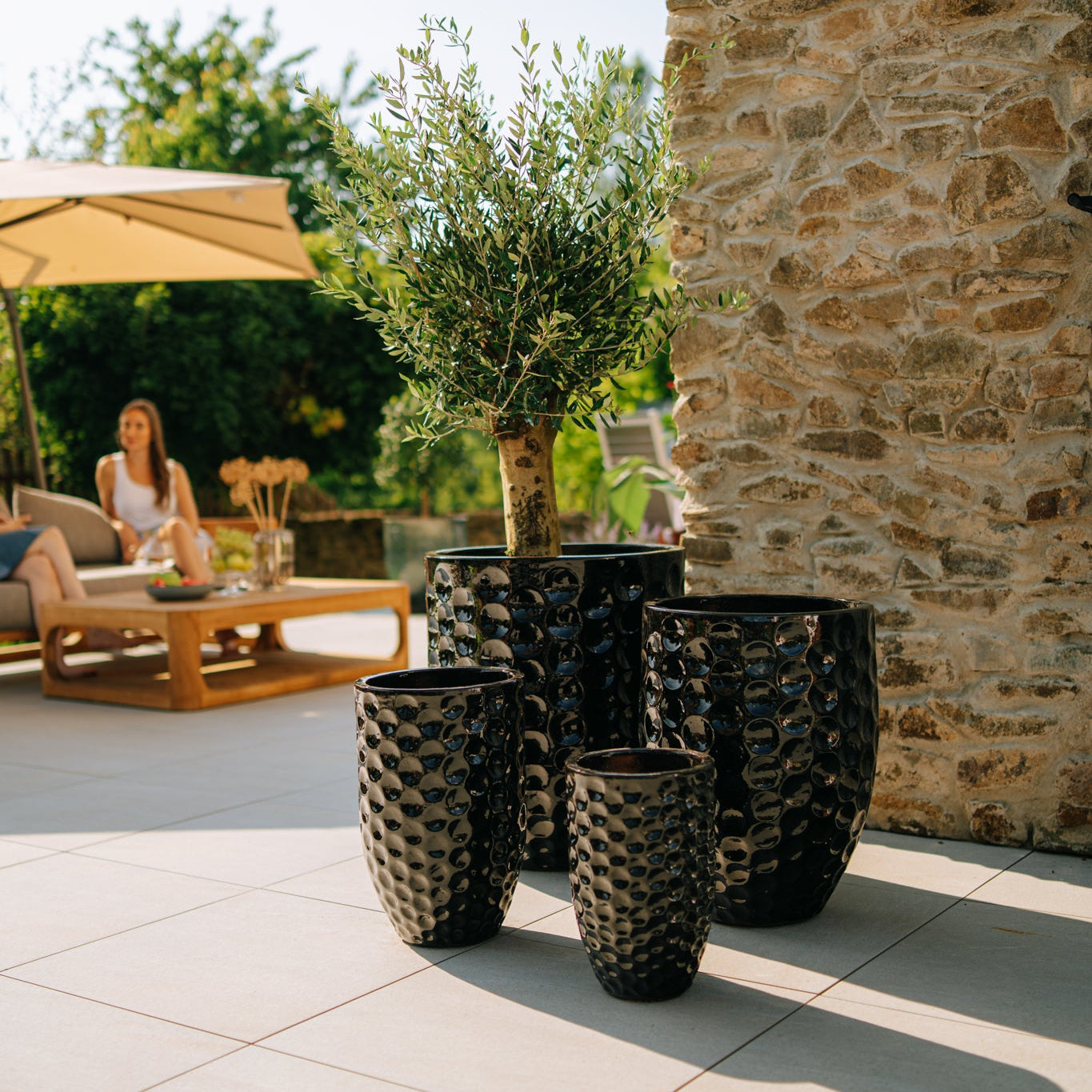 Keramický kvetináč MEROVEE - Čierny