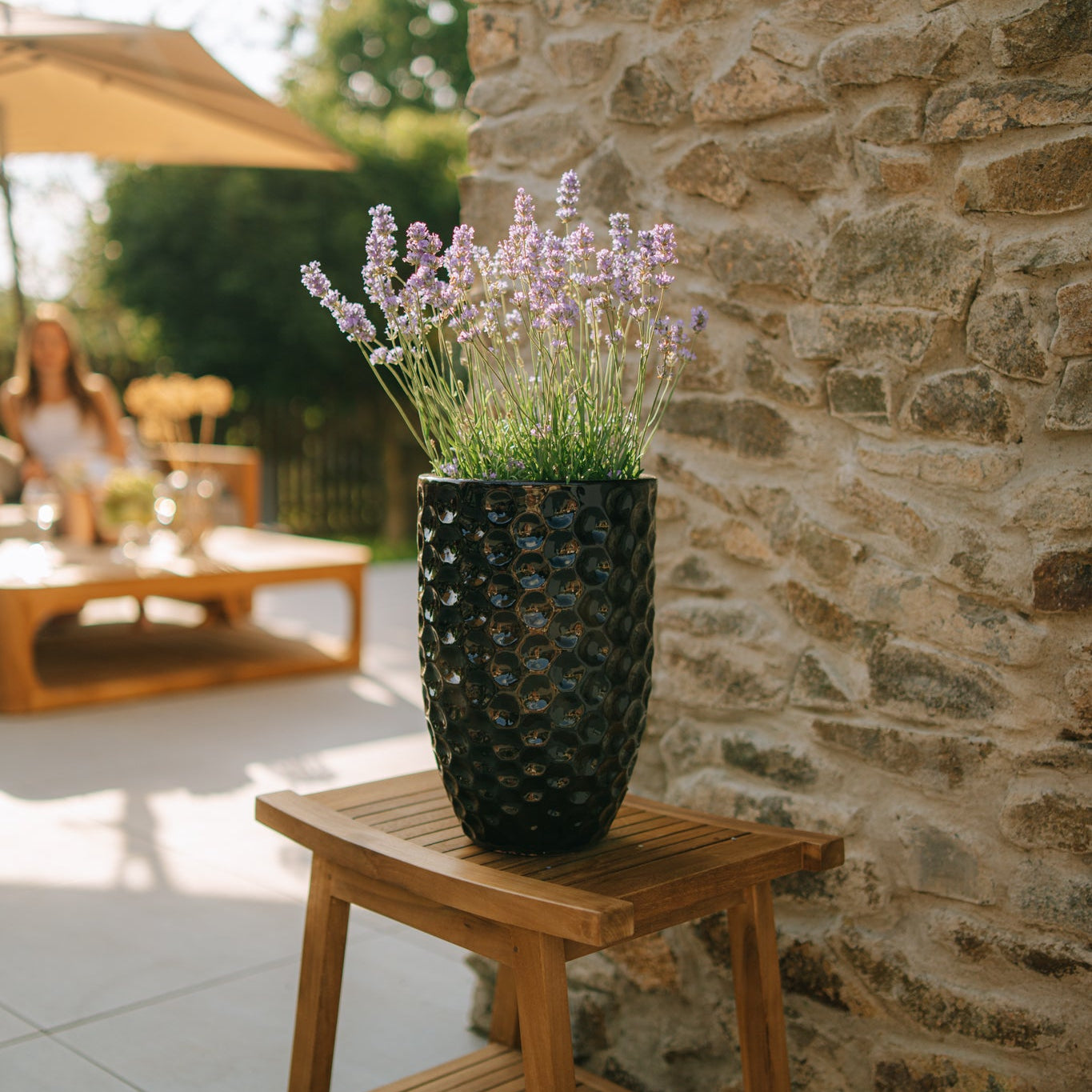 Keramický kvetináč MEROVEE - Čierny