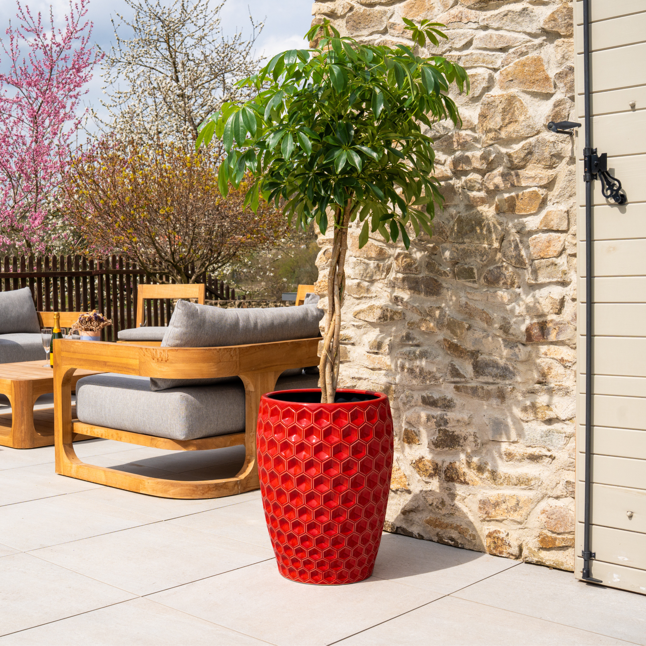 Keramický kvetináč Versaille – červený