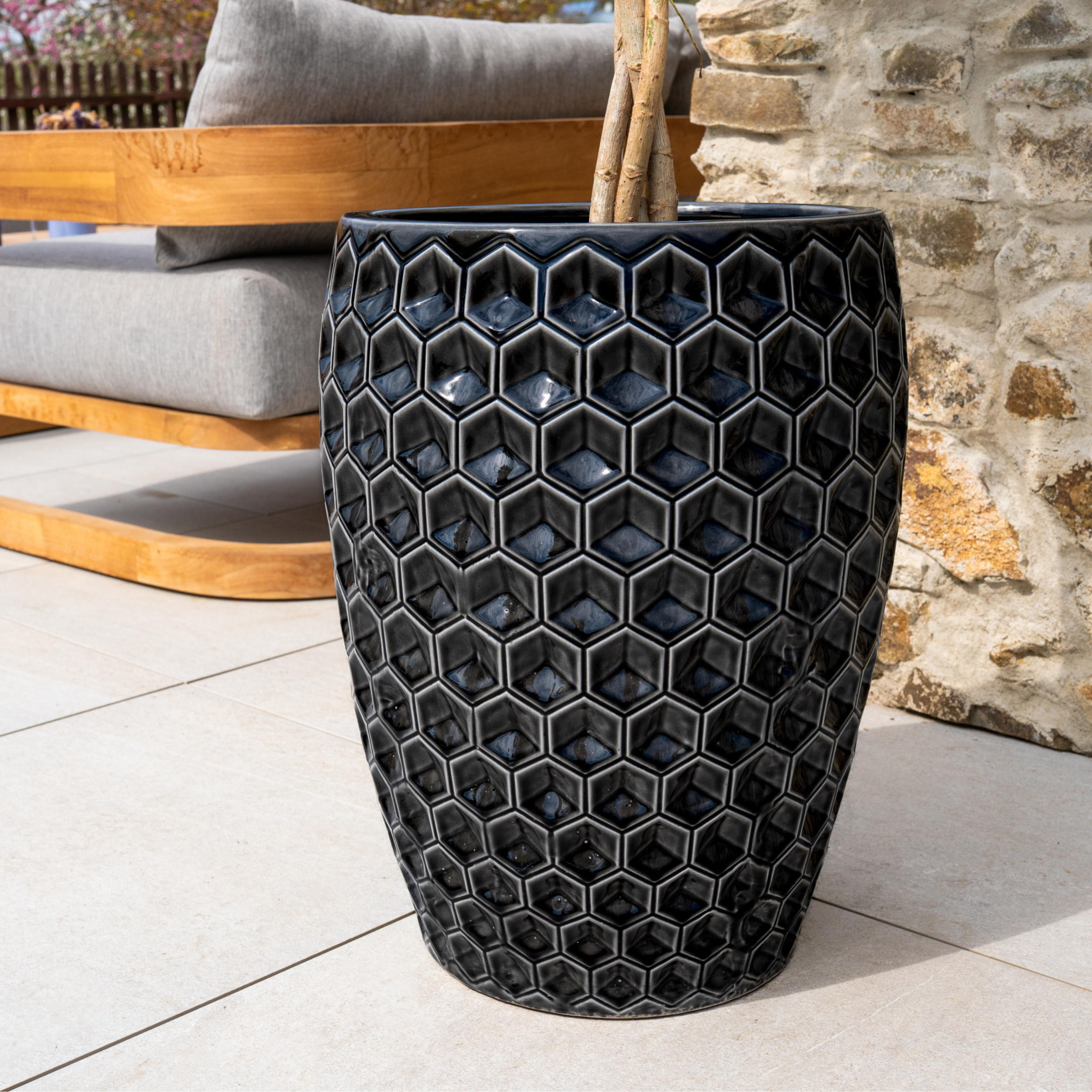 Keramický kvetináč Versailles – čierny