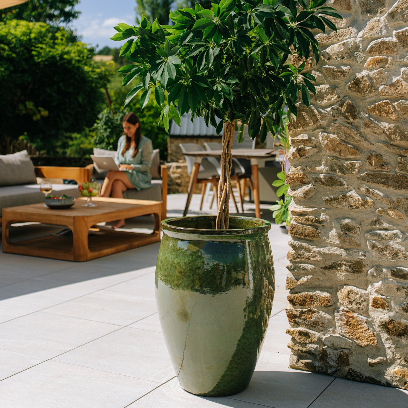 Keramický kvetináč BACCHUS - Tropická zelená.