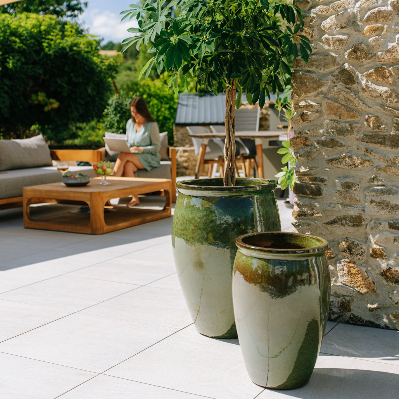 Keramický kvetináč BACCHUS - Tropická zelená.