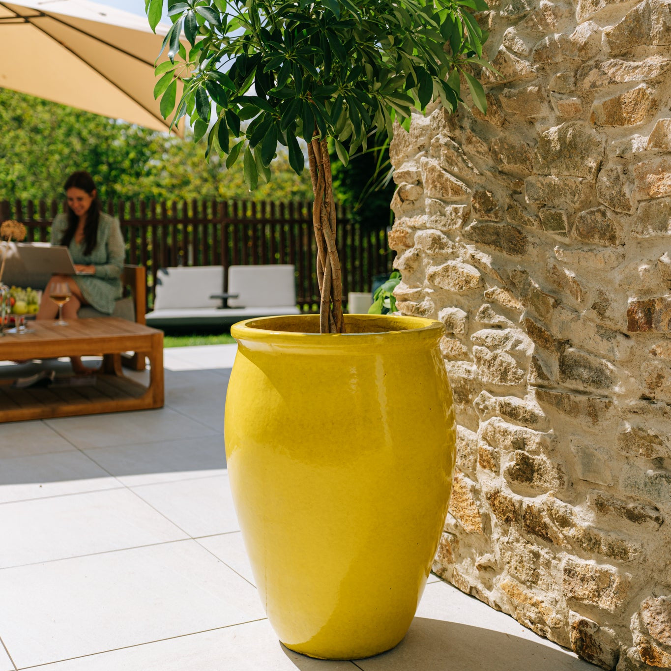 Keramický kvetináč BACCHUS – Žltá