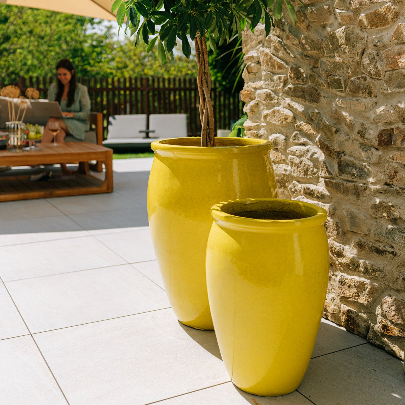 Keramický kvetináč BACCHUS – Žltá