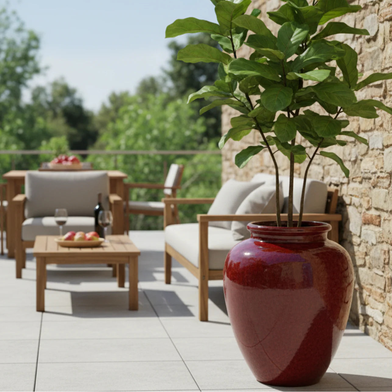 Keramicky kvetináč Dionysos - Tropicky červená