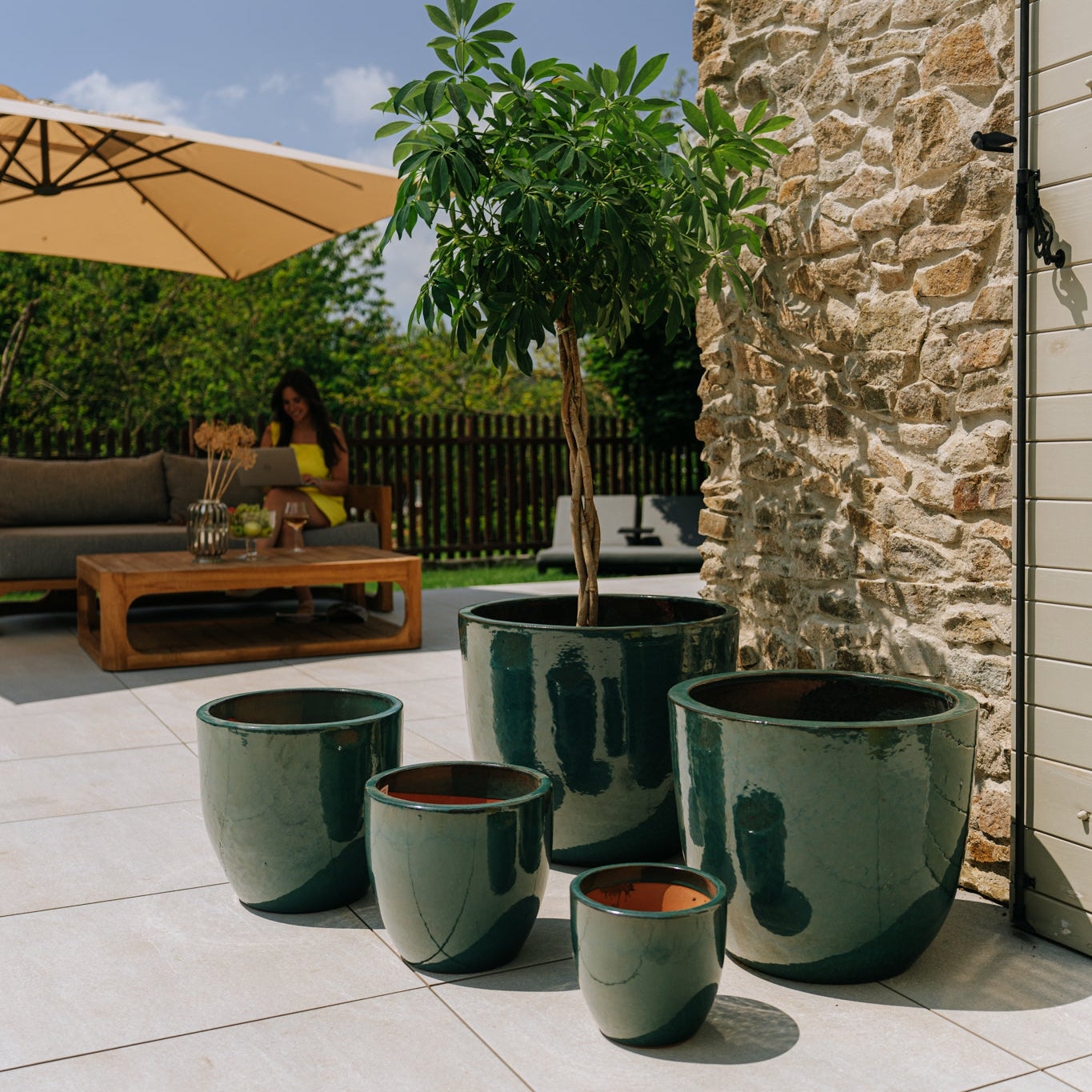 Keramický kvetináč LANCELOT - Nefritová