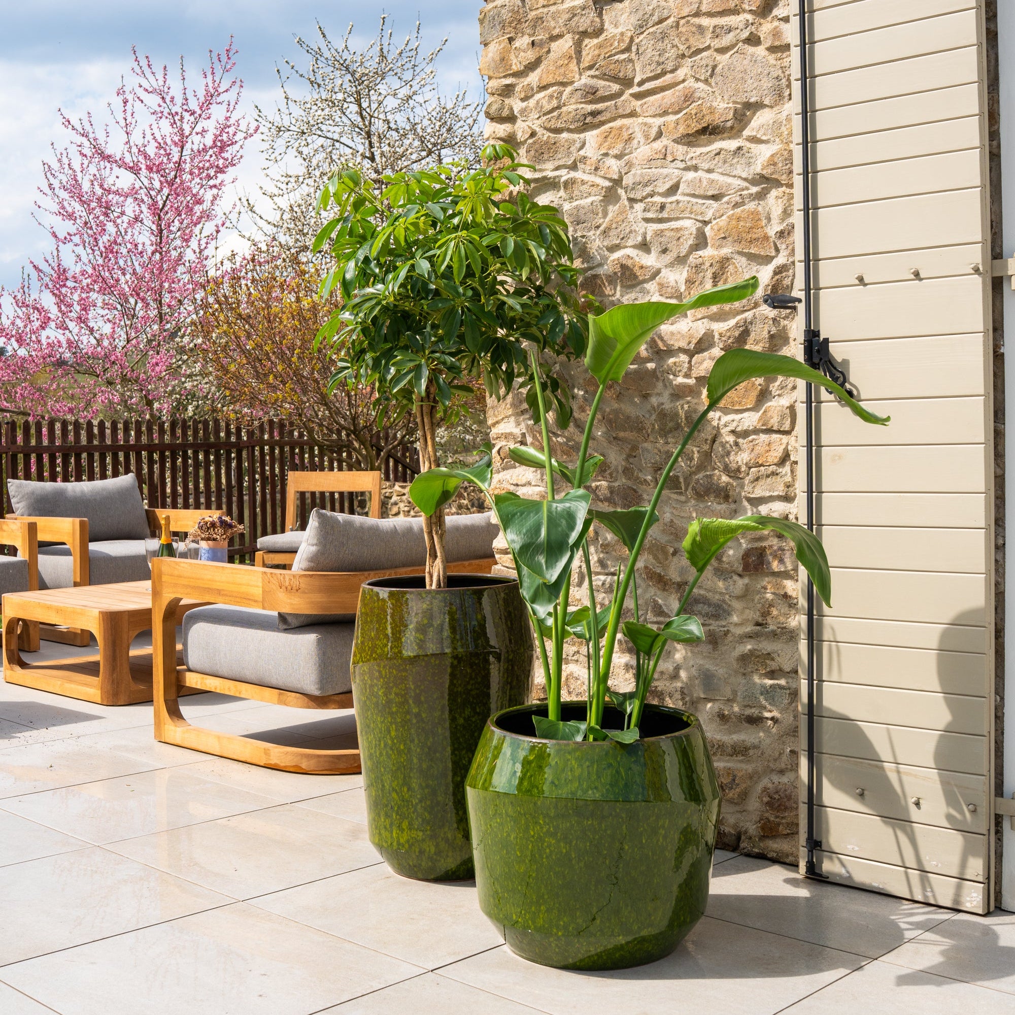 MONACO keramický kvetináč Zelený – odolný voči počasiu, pre interiér aj exteriér