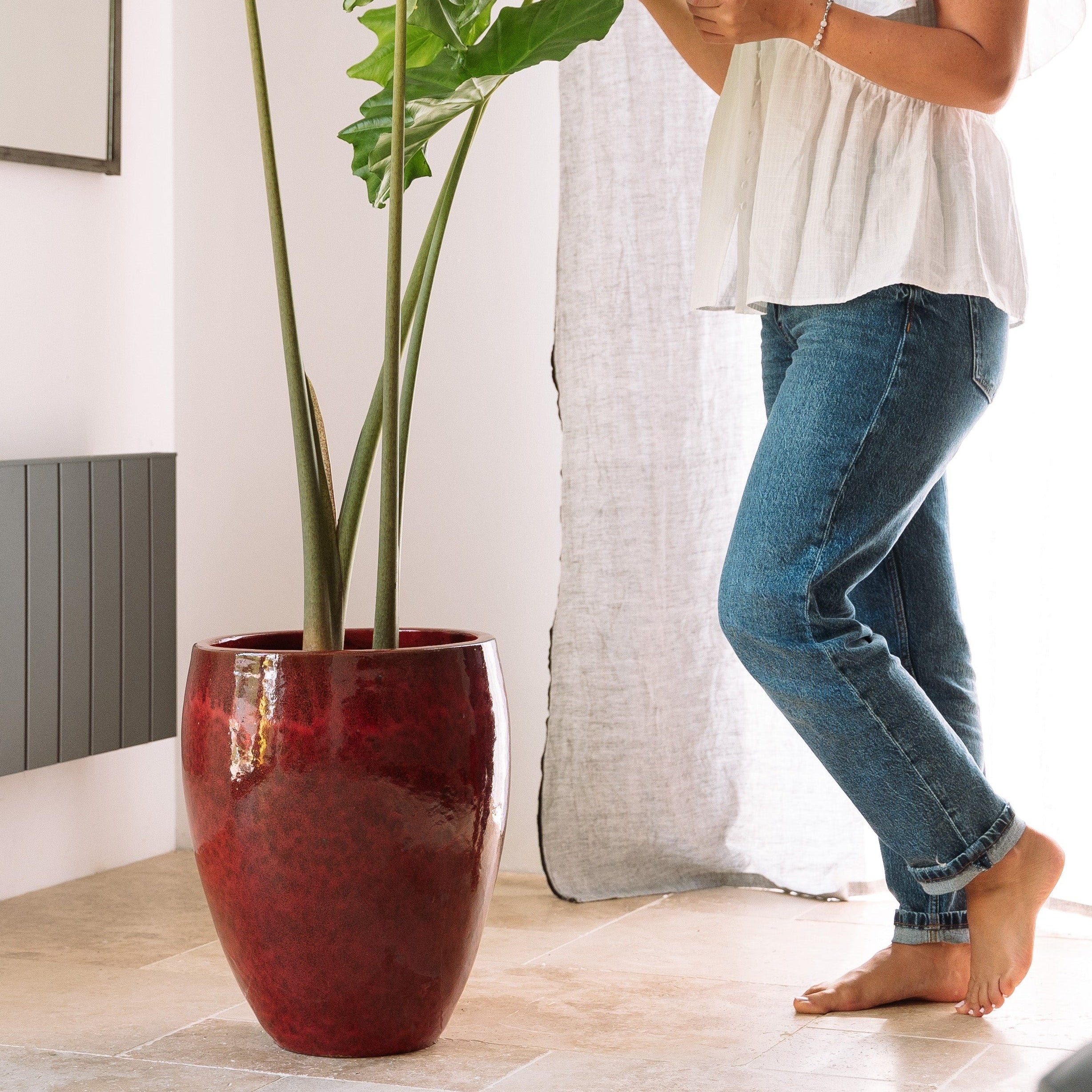 Keramický kvetináč Poseidon – Tropická červená