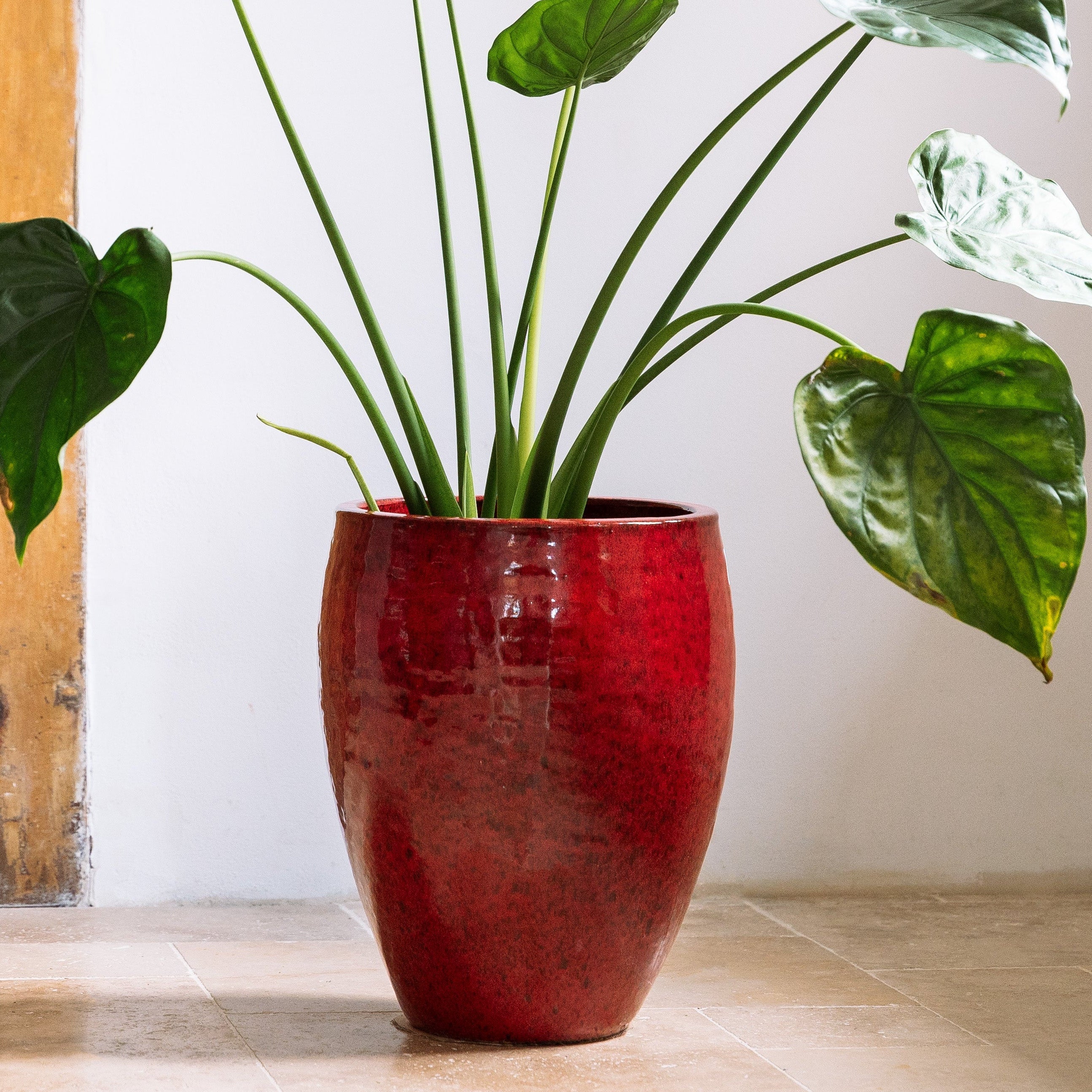 Keramický kvetináč POSEIDON2 tropická červená – Provencelia, ručne vyrábaný, mrazuvzdorný