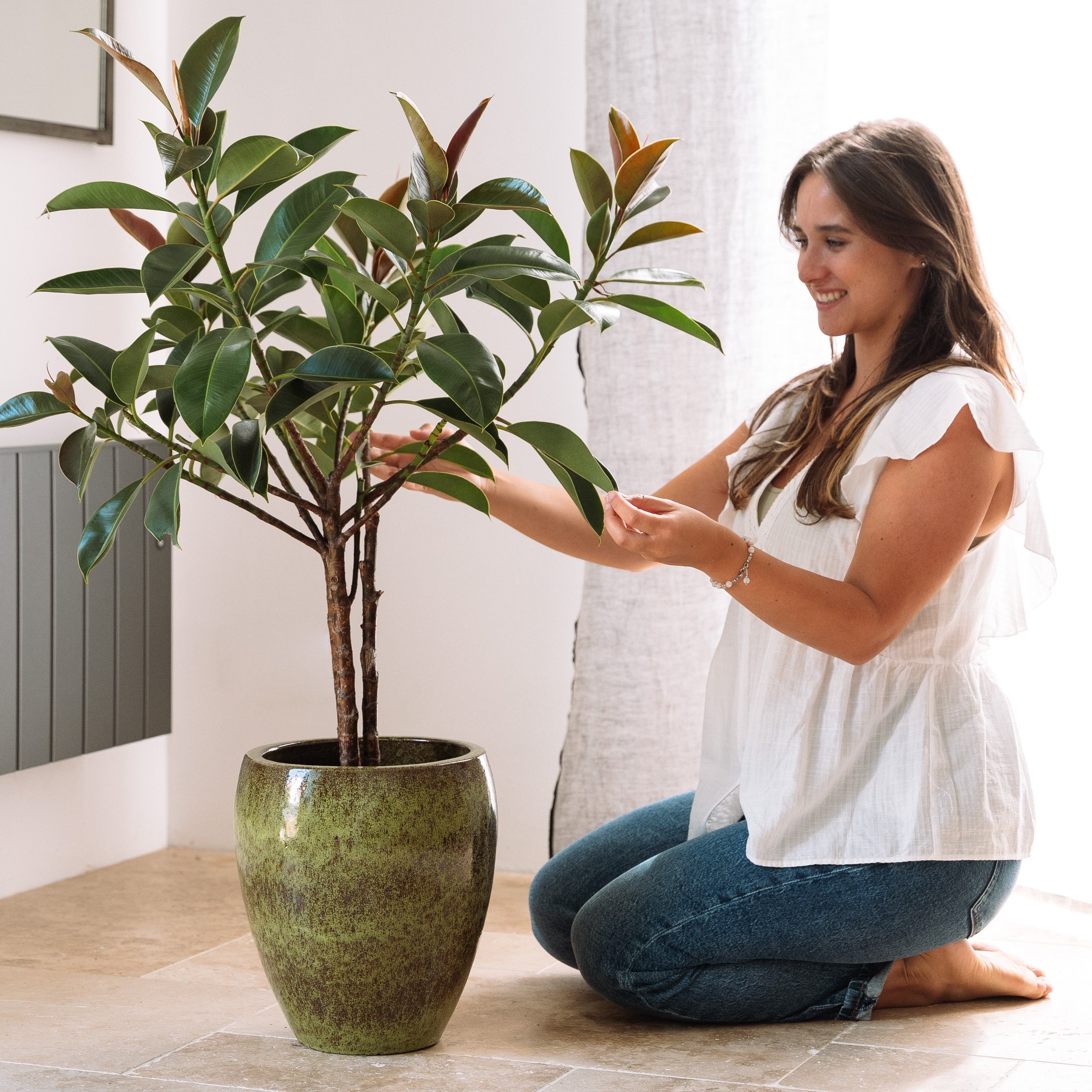 Keramický kvetináč Poseidon – jesenná zelená