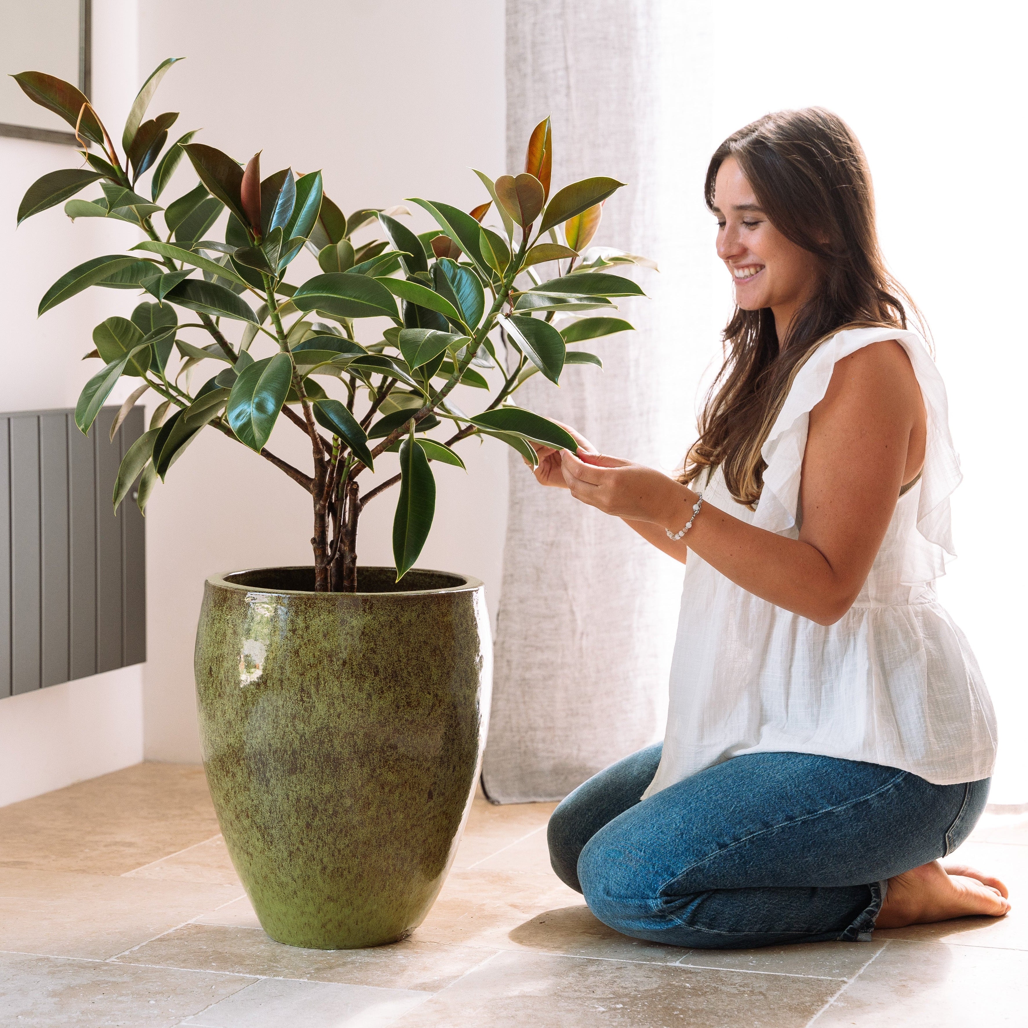 Keramický kvetináč Poseidon – jesenná zelená