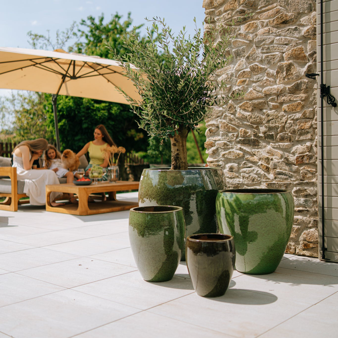 Keramický kvetináč LAFONTAINE - Tropická zelená