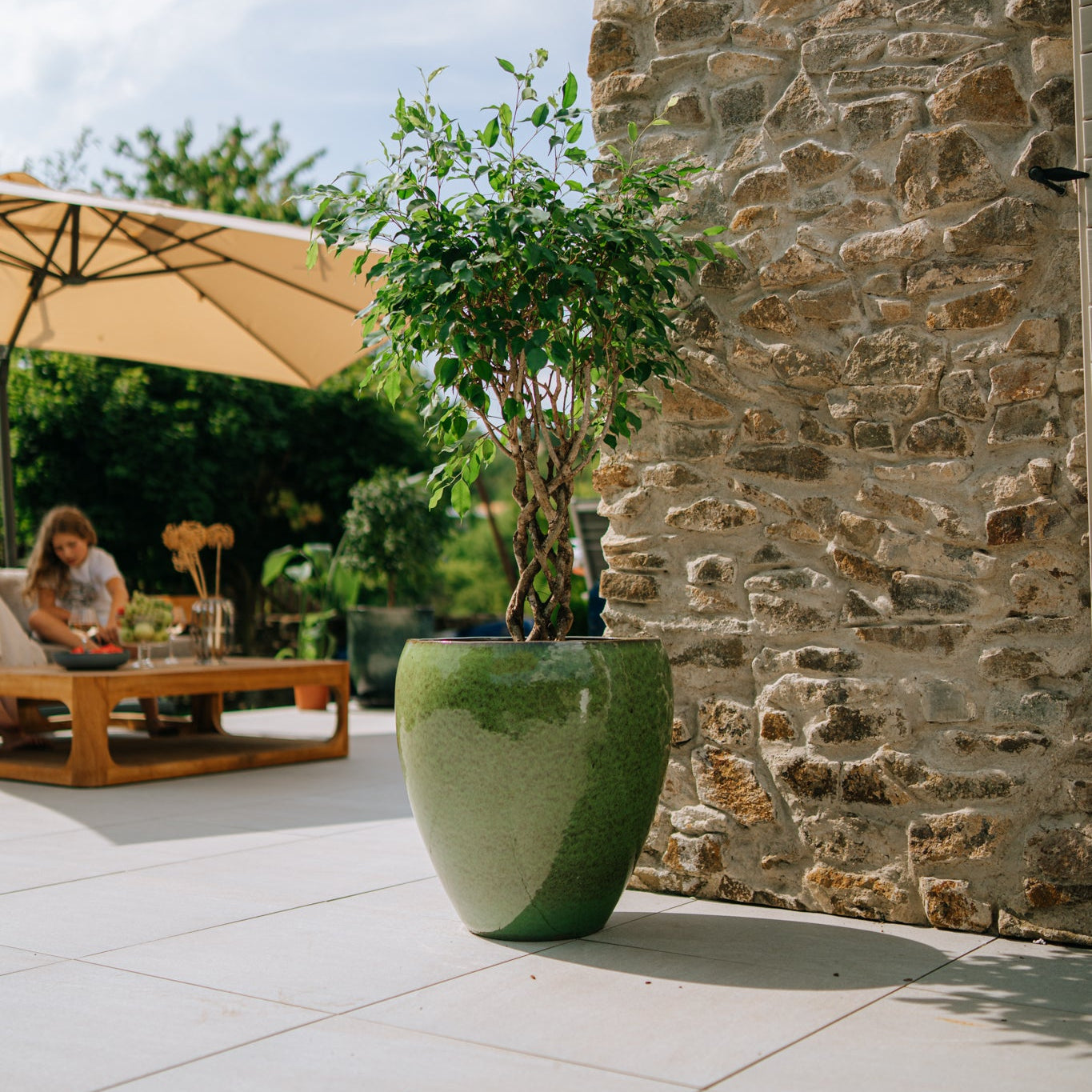 Keramický kvetináč LAFONTAINE - Tropická zelená