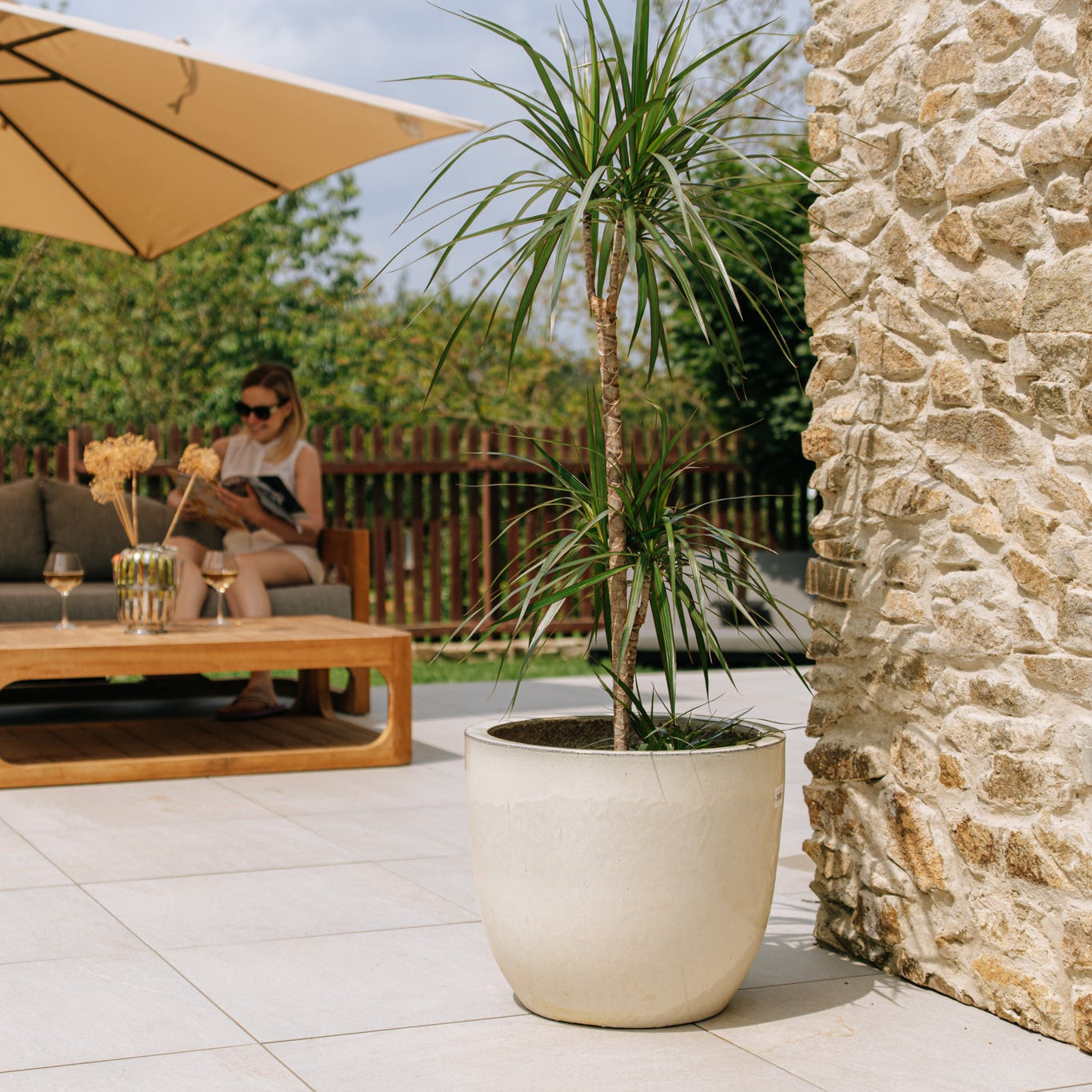 Keramický kvetináč LANCELOT - Krémový