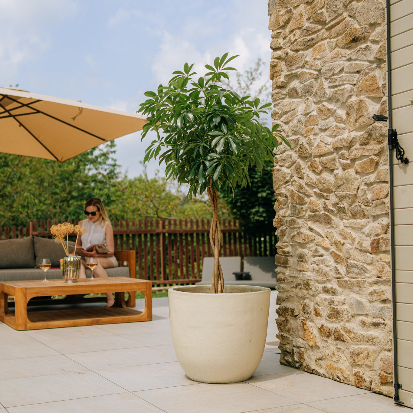 Keramický kvetináč LANCELOT - Krémový