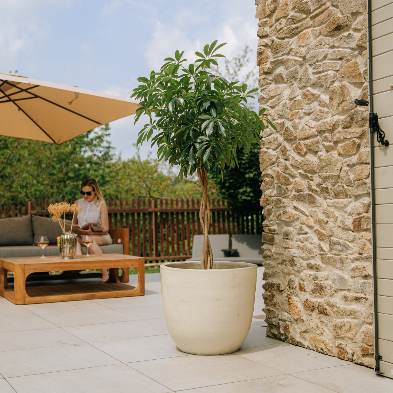 Keramický kvetináč LANCELOT - Krémový