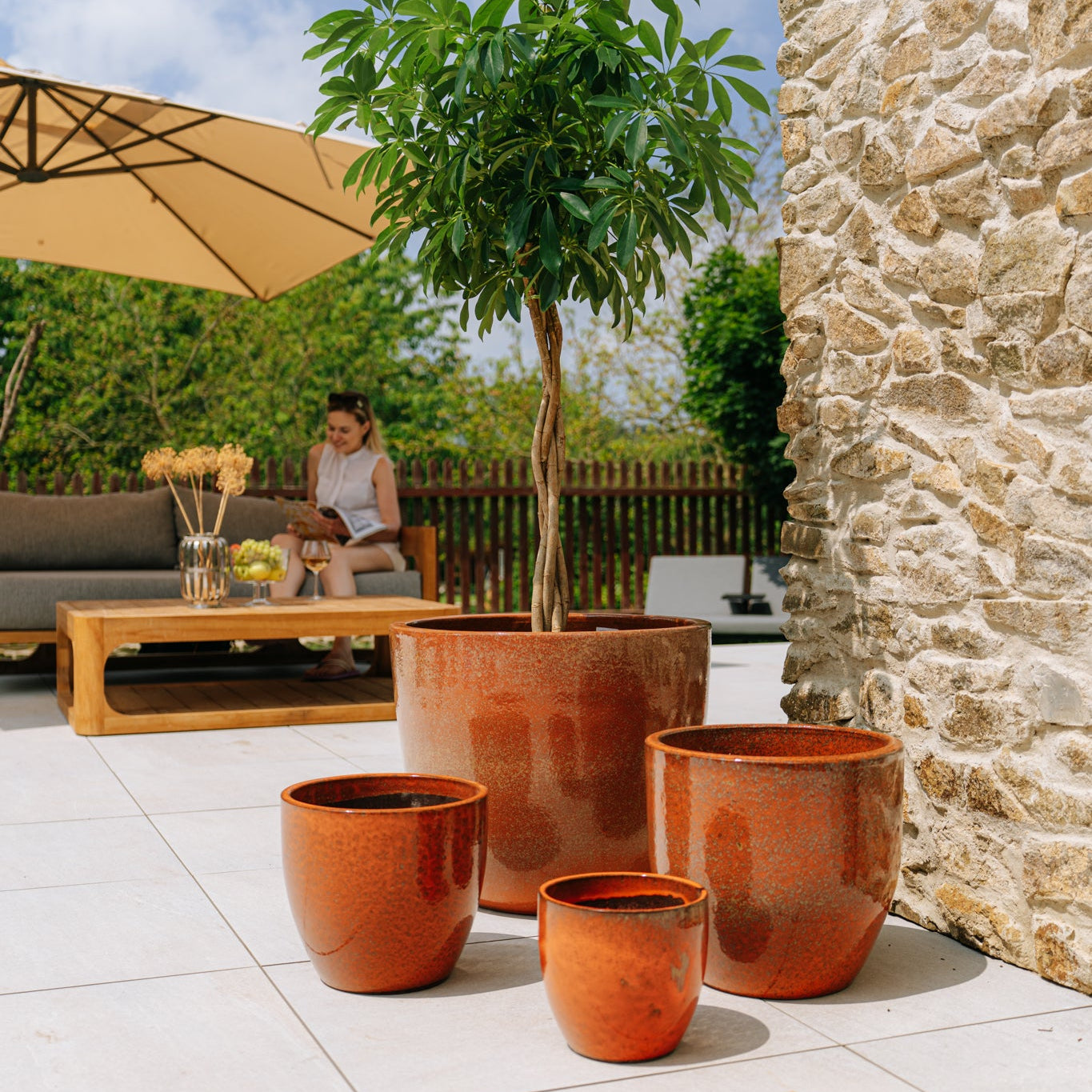 Keramický kvetináč LANCELOT - Jesenná oranžová