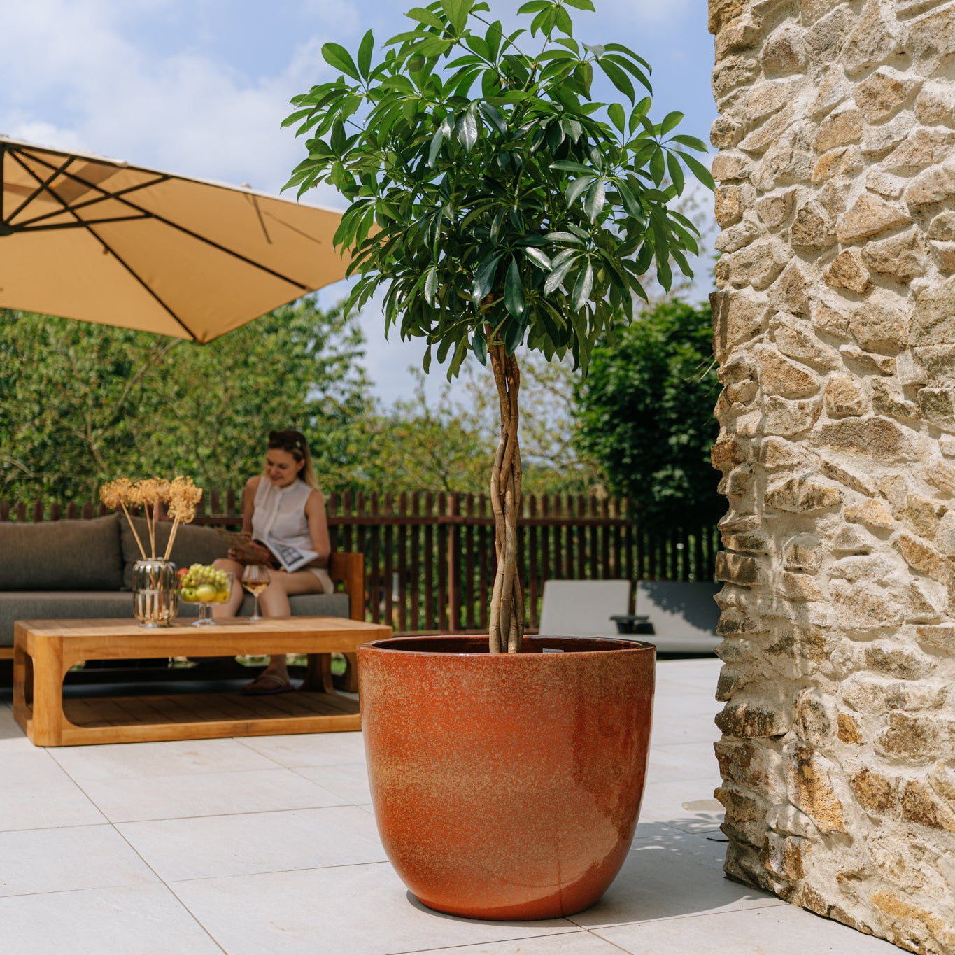 Keramický kvetináč LANCELOT - Jesenná oranžová