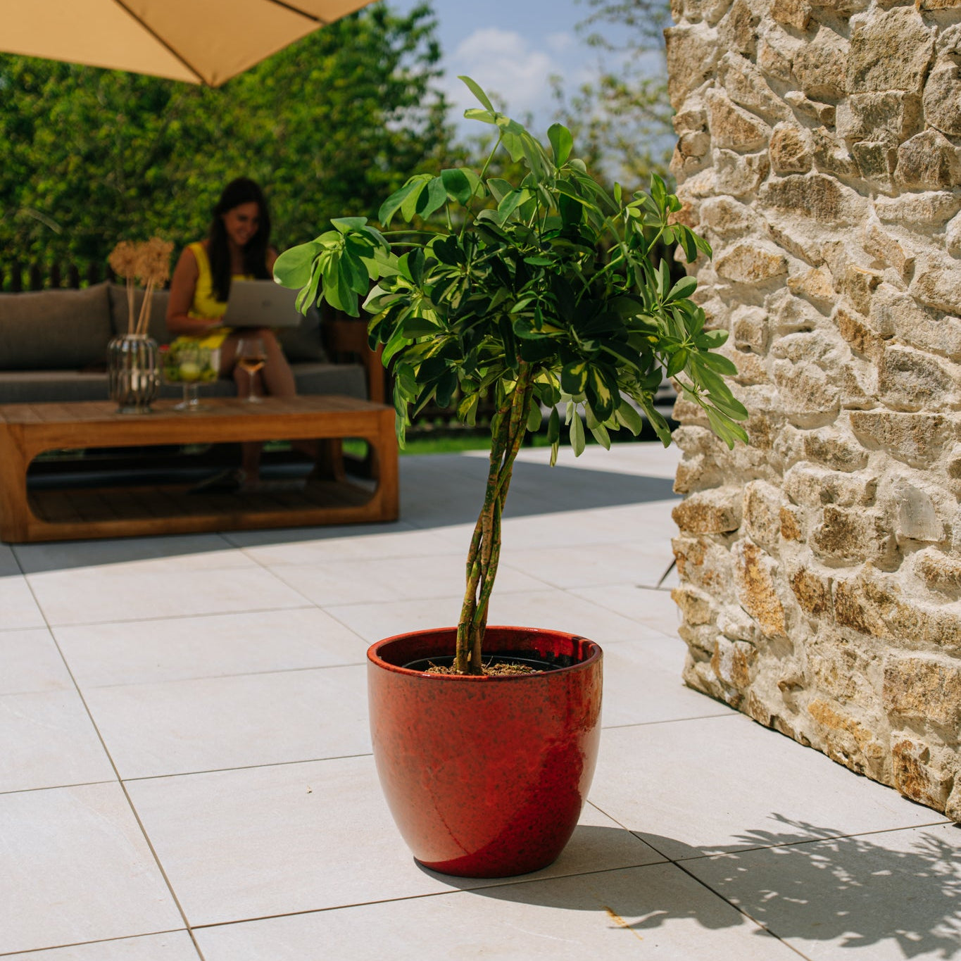 Keramický kvetináč LANCELOT - Tropická červená