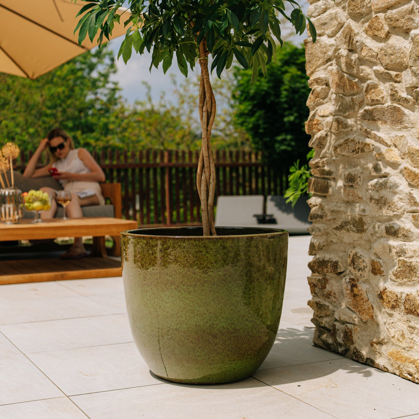 Keramický kvetináč LANCELOT - Tropická zelená